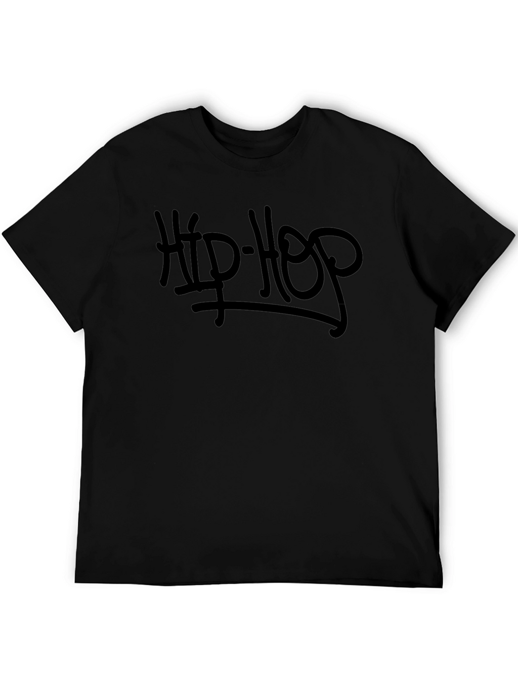 Hip Hop Graphic T-Shirt - Black Crew Neck Tee