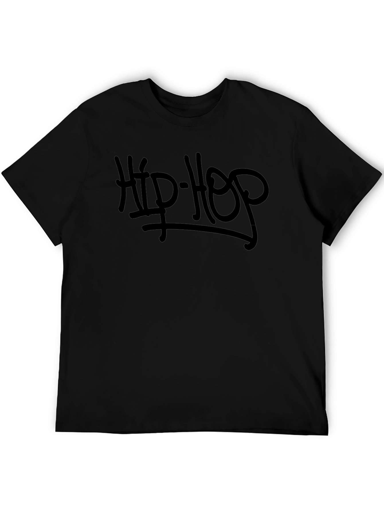 Hip Hop Graphic T-Shirt - Black Crew Neck Tee
