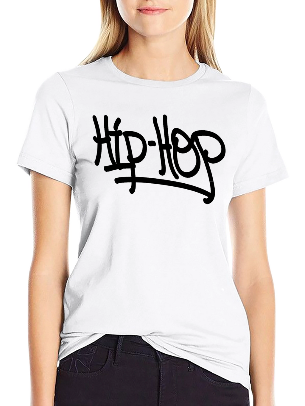 Hip Hop Graphic T-Shirt - Black Crew Neck Tee