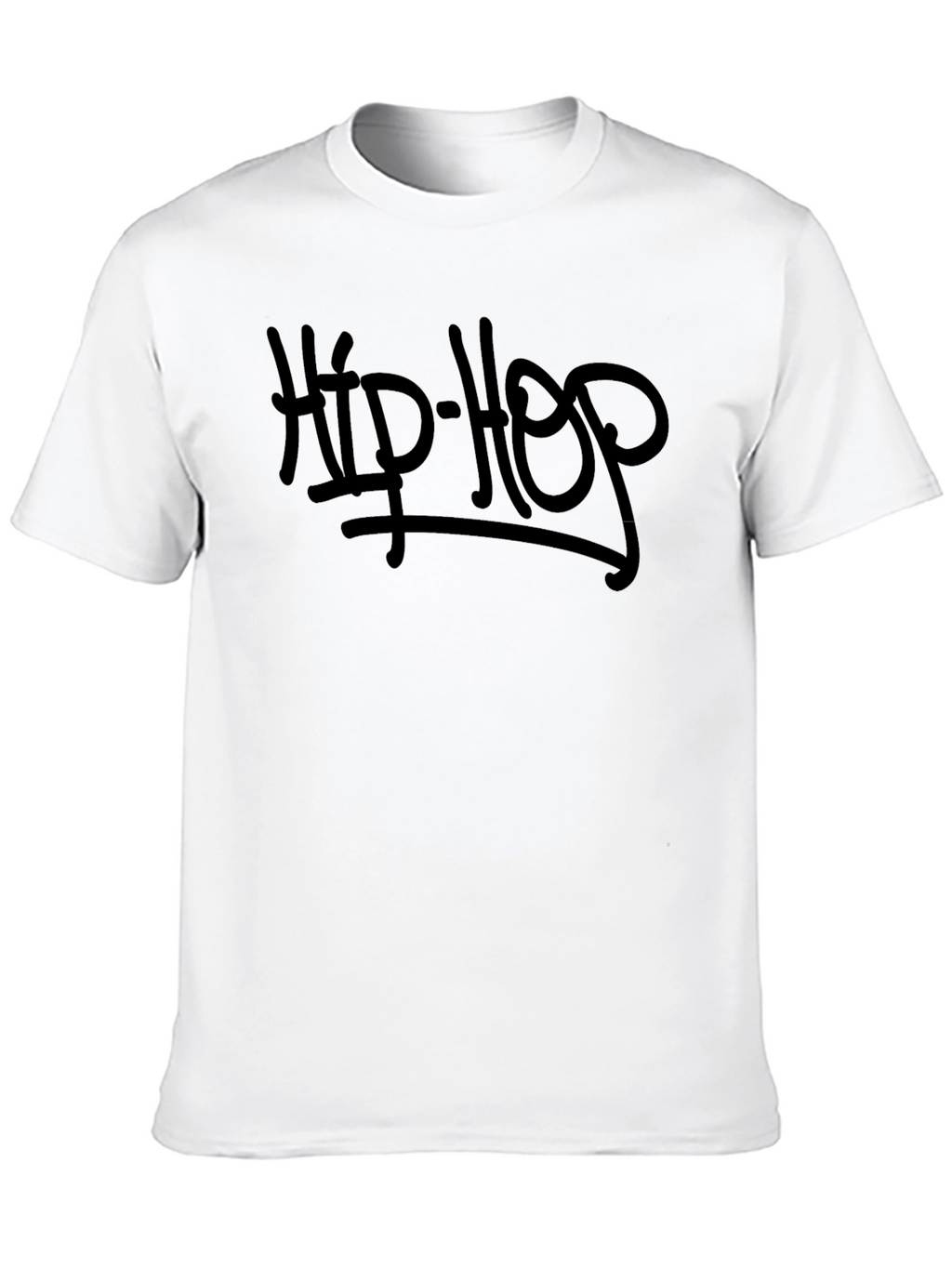 Hip Hop Graphic T-Shirt - Black Crew Neck Tee