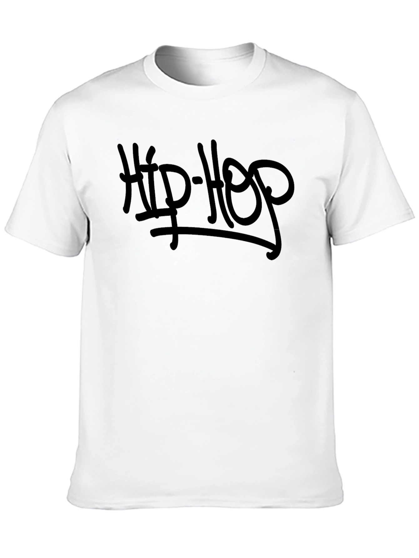 Hip Hop Graphic T-Shirt - Black Crew Neck Tee