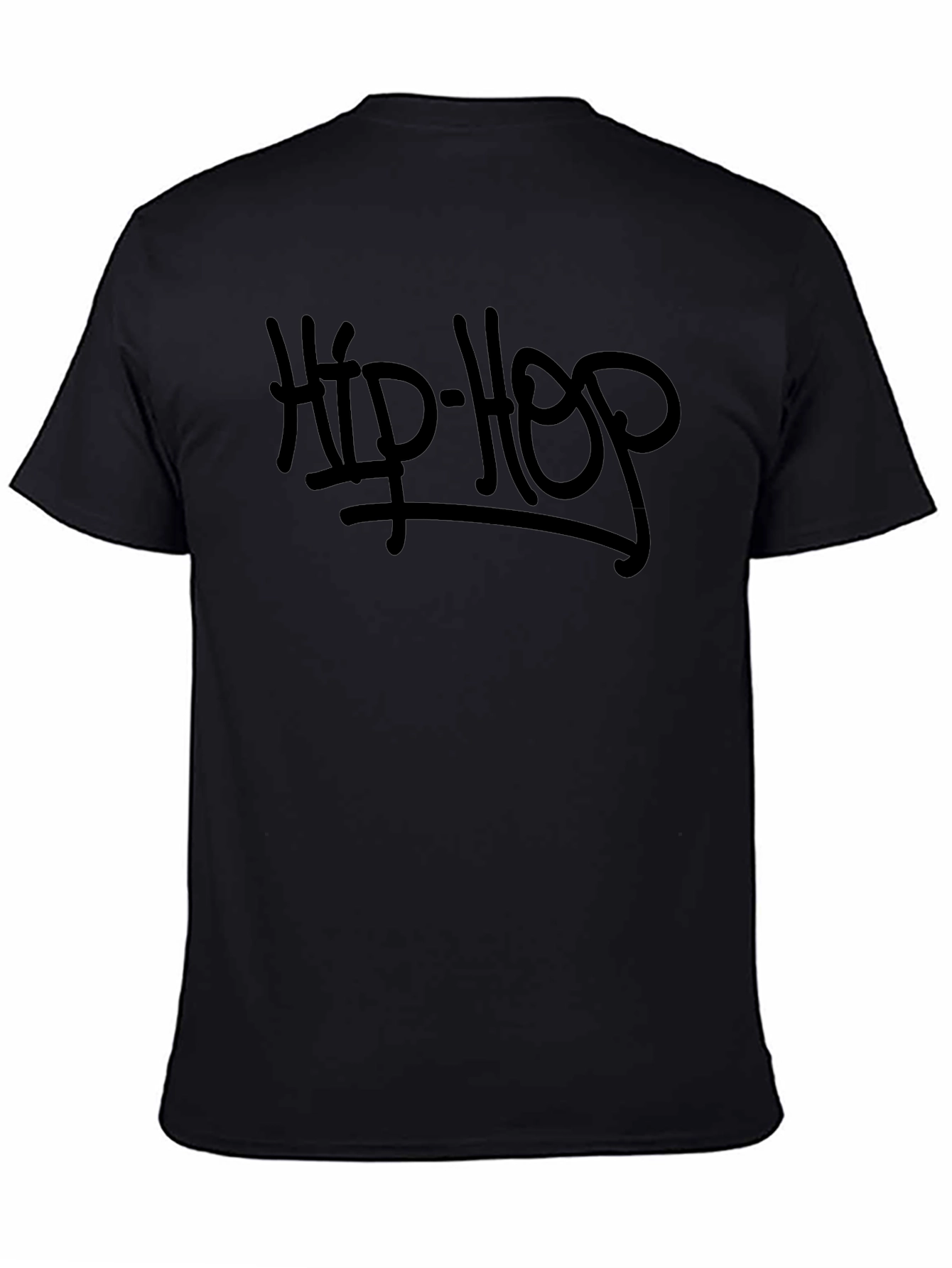 Hip Hop Graphic T-Shirt - Black Crew Neck Tee