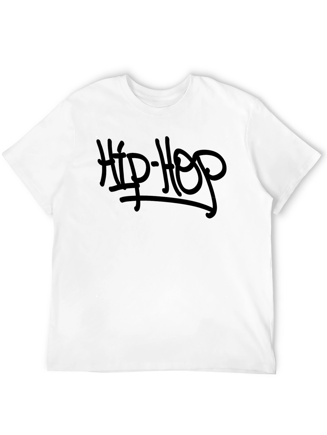 Hip Hop Graphic T-Shirt - Black Crew Neck Tee