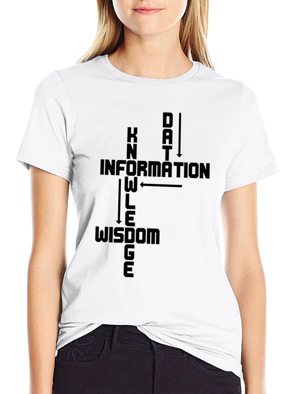 Data Knowledge Wisdom Black Graphic T-Shirt