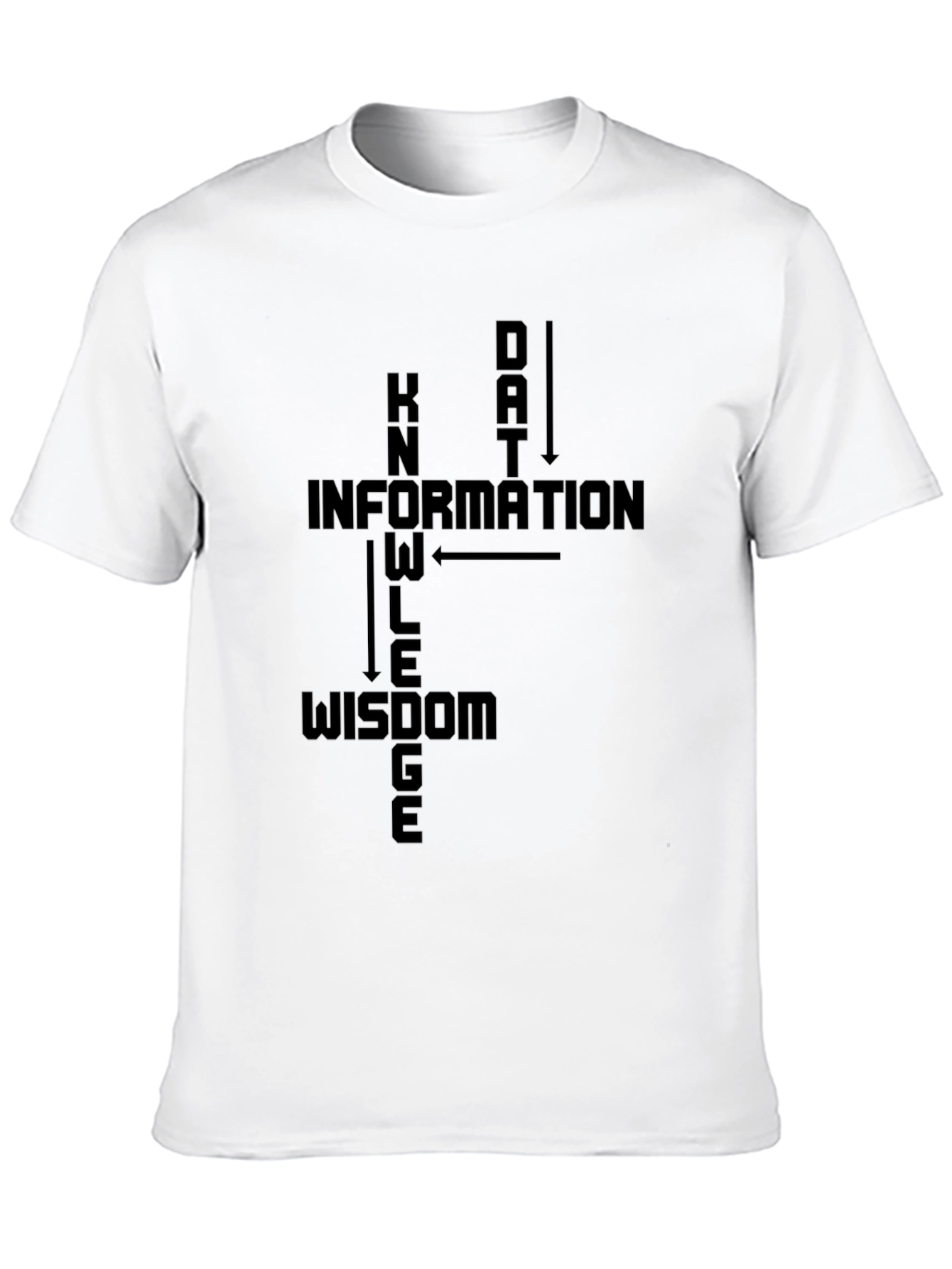 Data Knowledge Wisdom Black Graphic T-Shirt