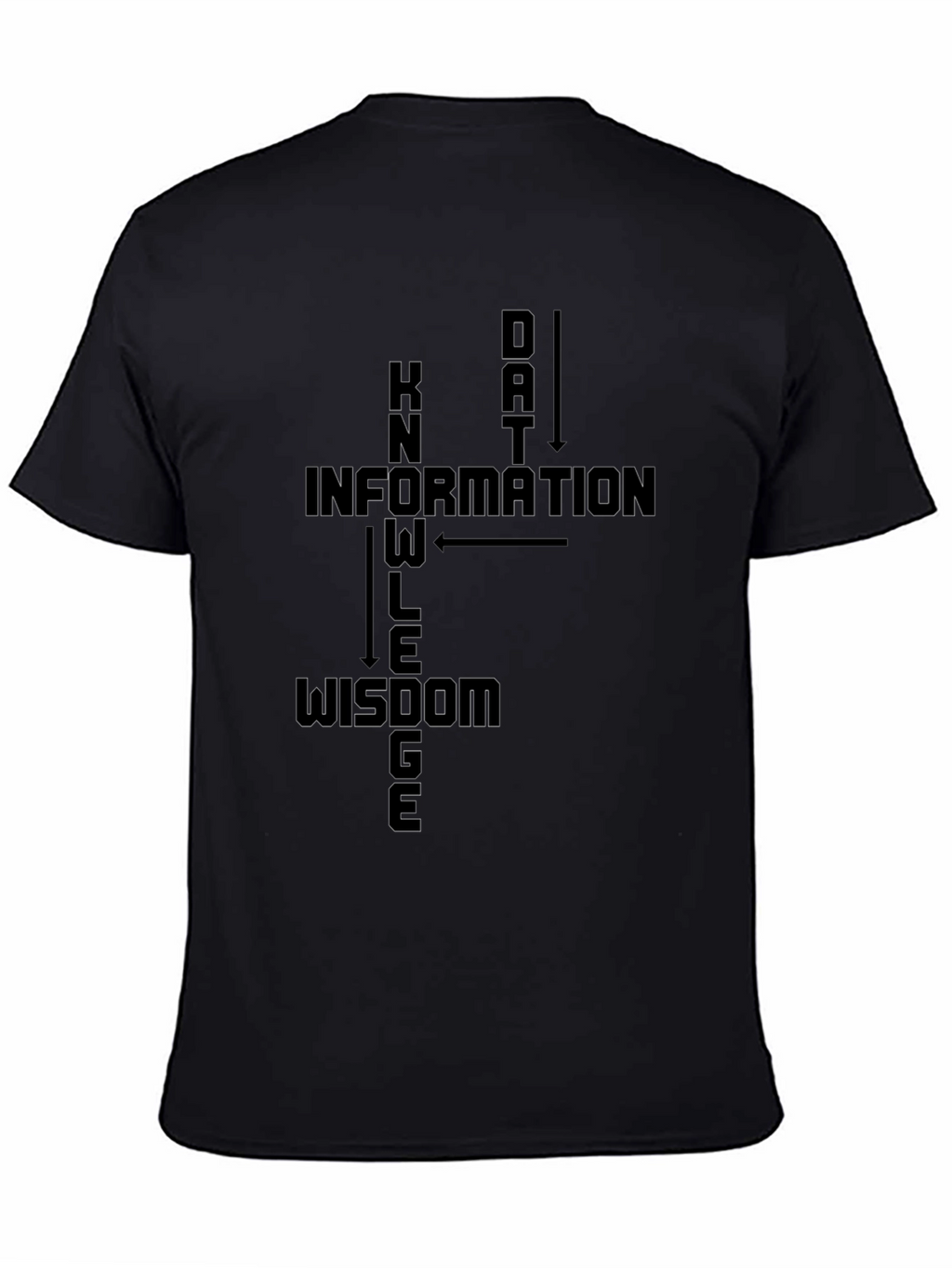 Data Knowledge Wisdom Black Graphic T-Shirt