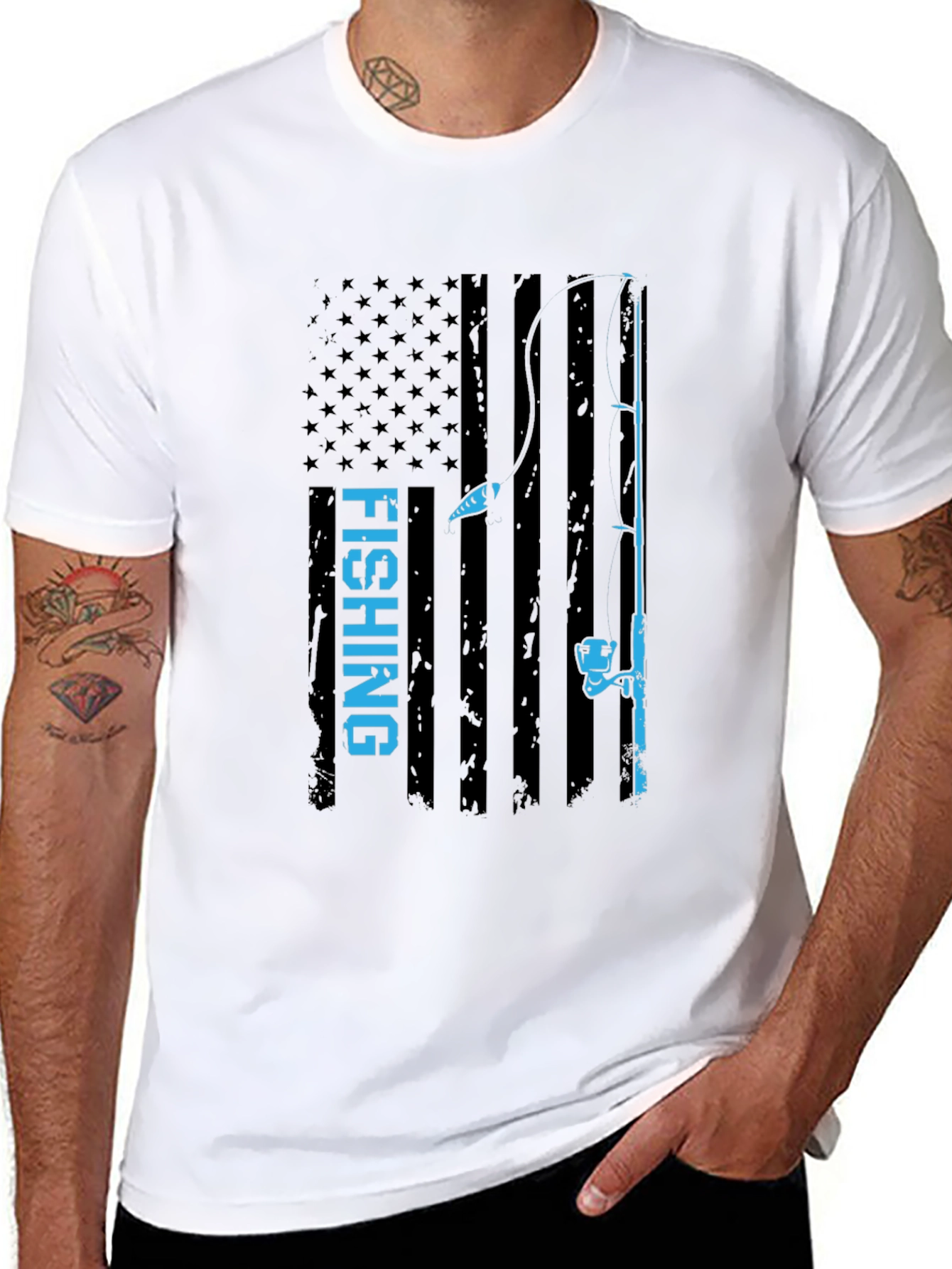 Fishing Flag T-Shirt - Patriotic Angler Tee