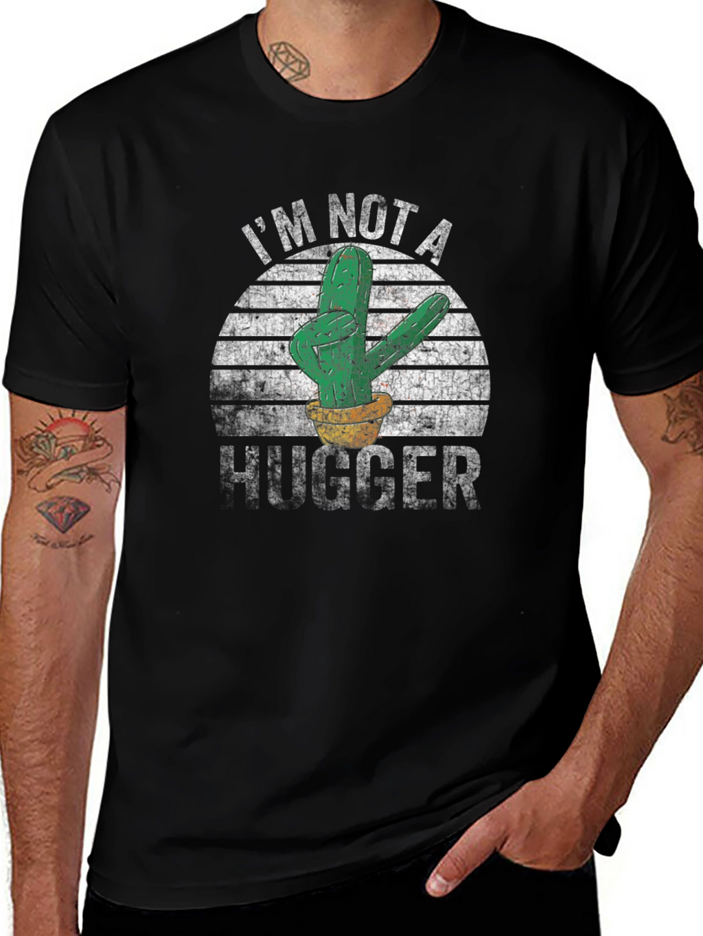 Im Not A Hugger Cactus Graphic T-Shirt