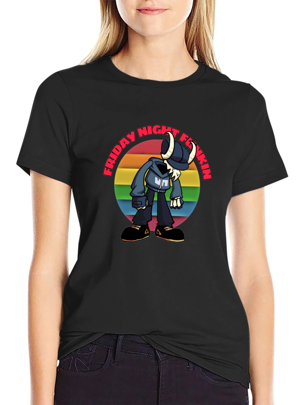 Friday Night Funkin Tabi Rainbow Graphic T-Shirt