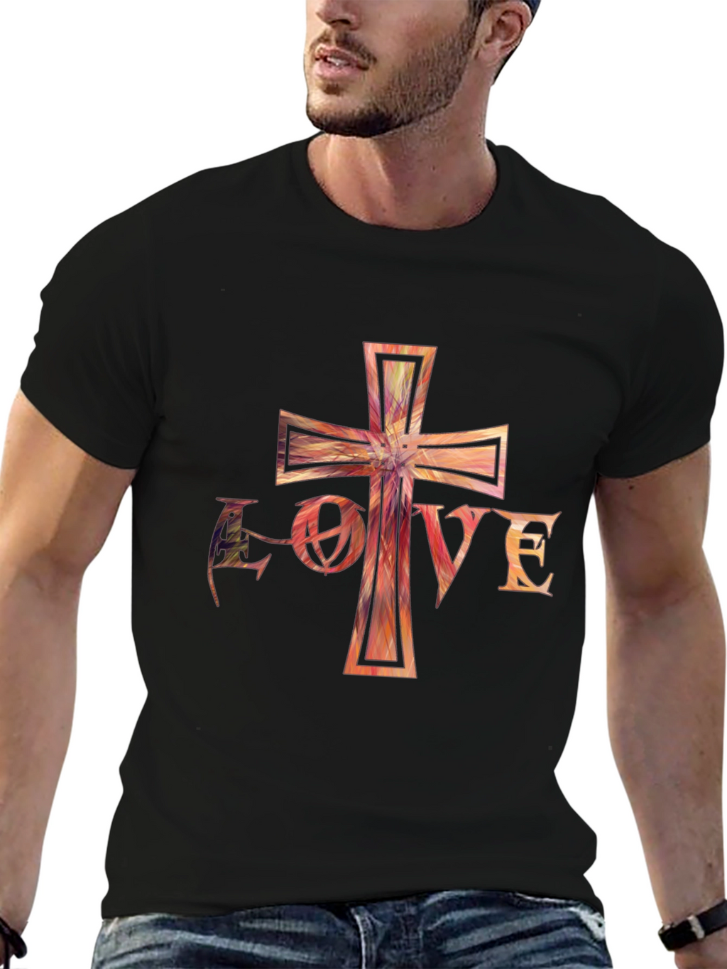 Love Cross Graphic Black T-Shirt