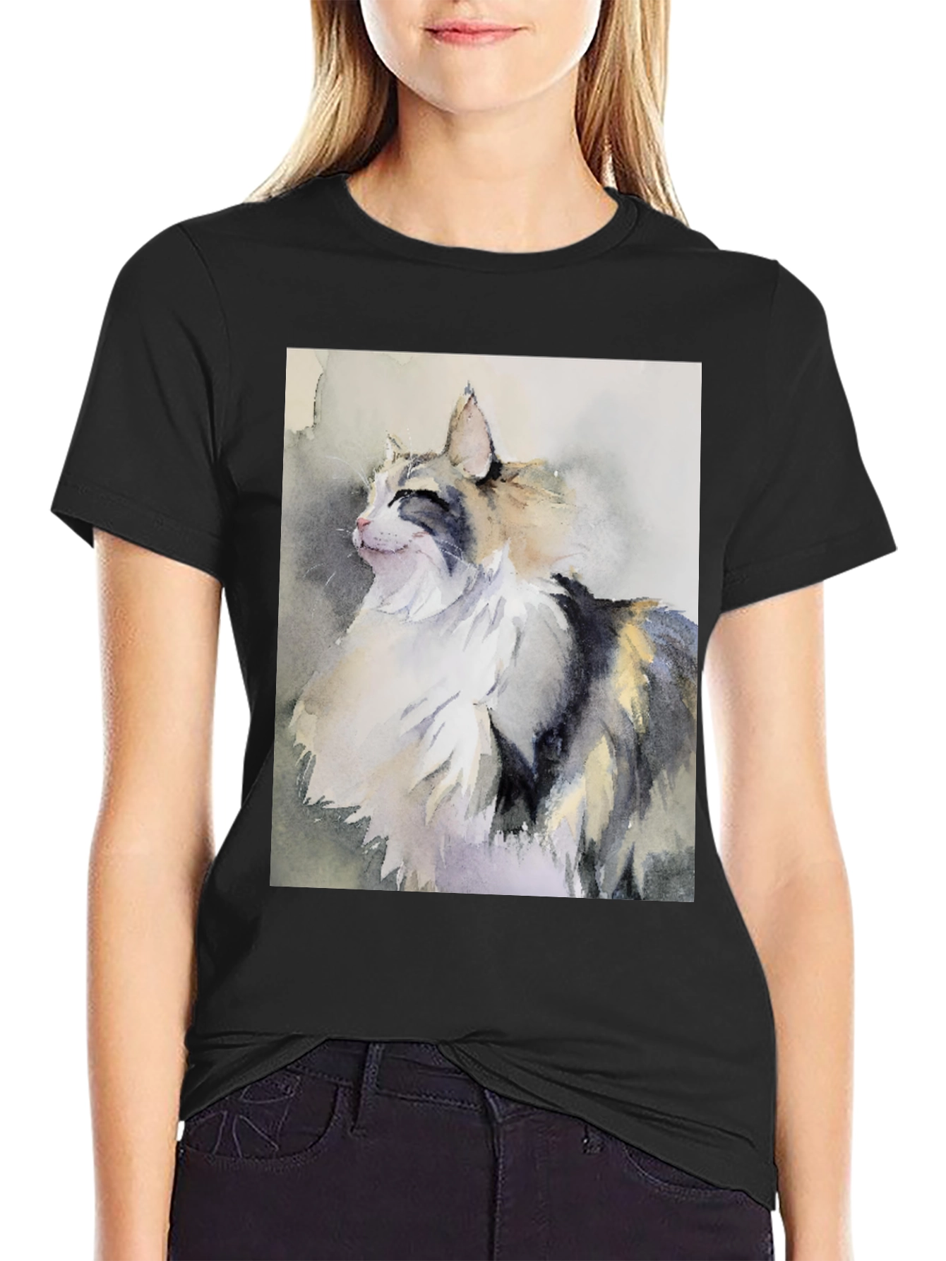 Cat Watercolor Art T-Shirt - Stylish & Unique