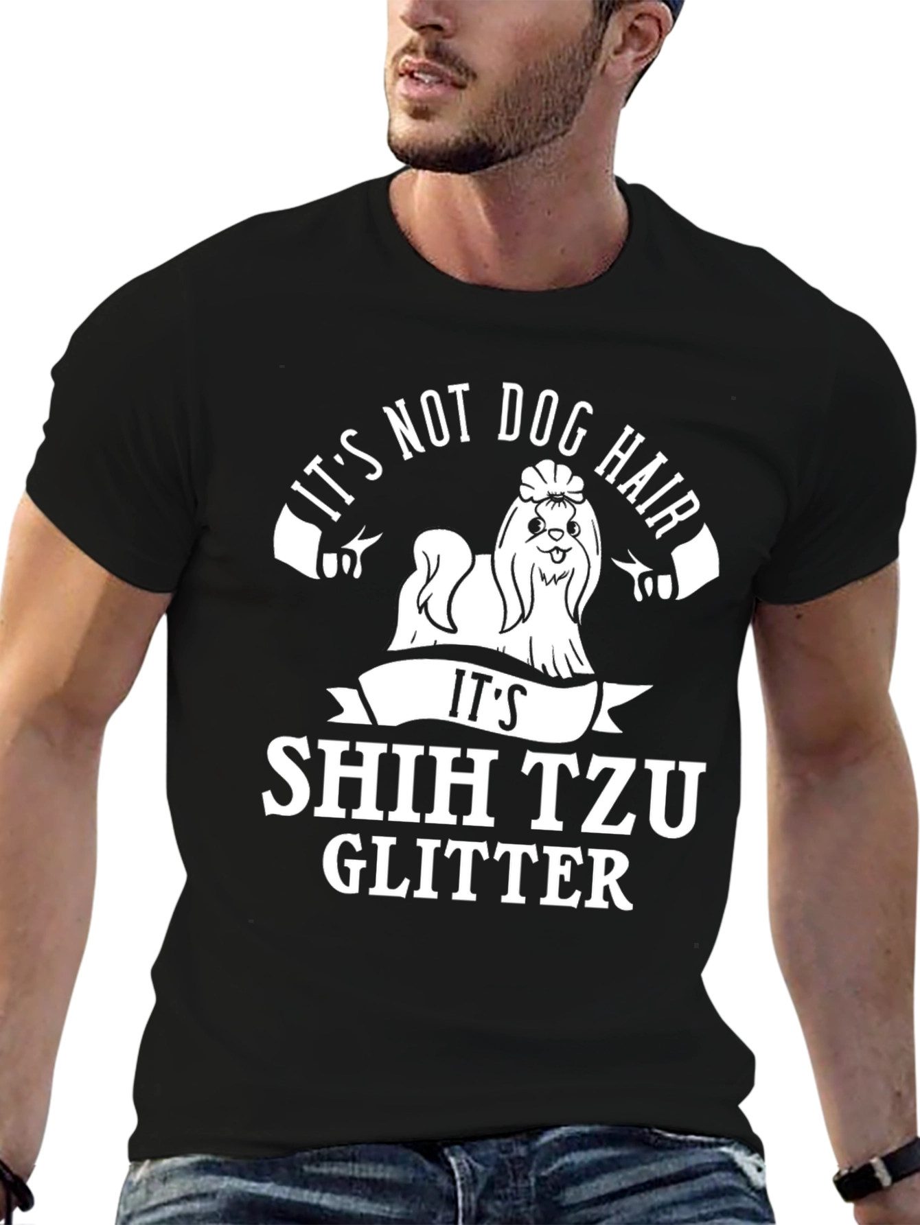 Its Shih Tzu Glitter T-Shirt Funny Dog Lover Tee