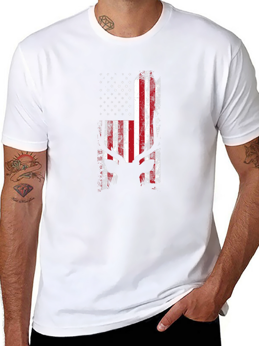 American Flag Deer Silhouette T-Shirt