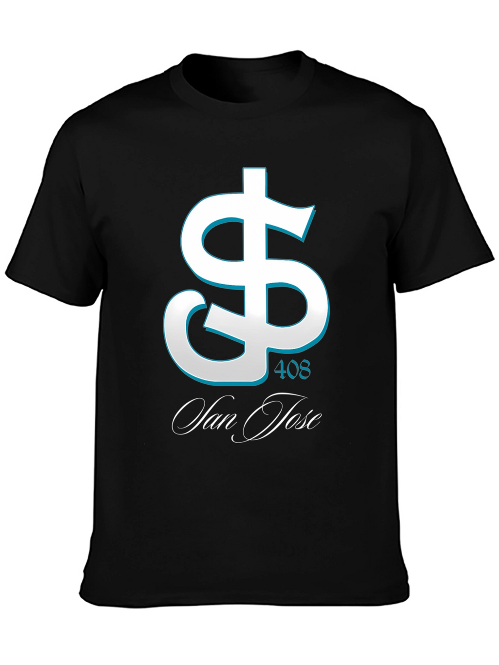 San Jose 408 Dollar Sign Black T-Shirt
