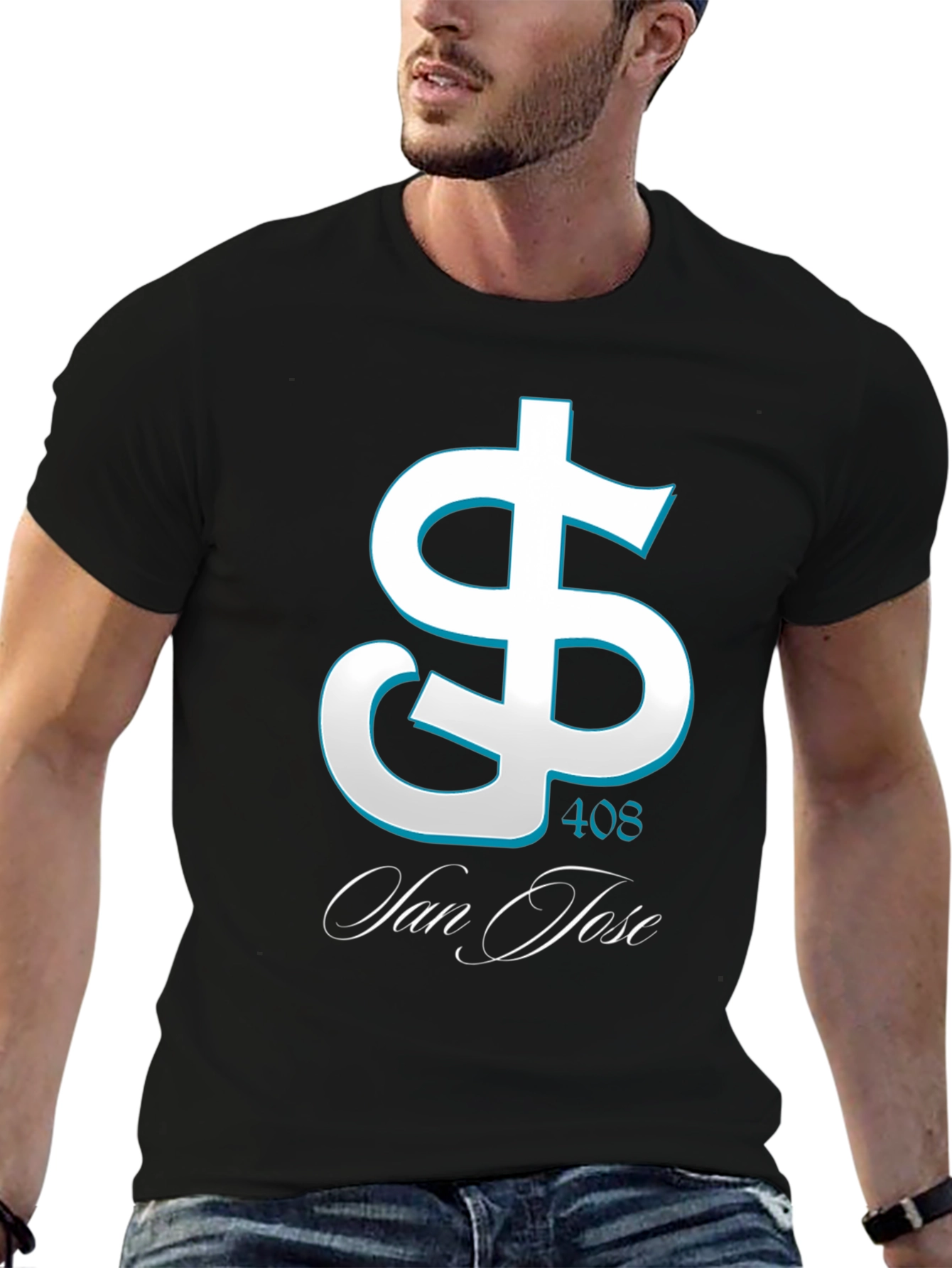 San Jose 408 Dollar Sign Black T-Shirt