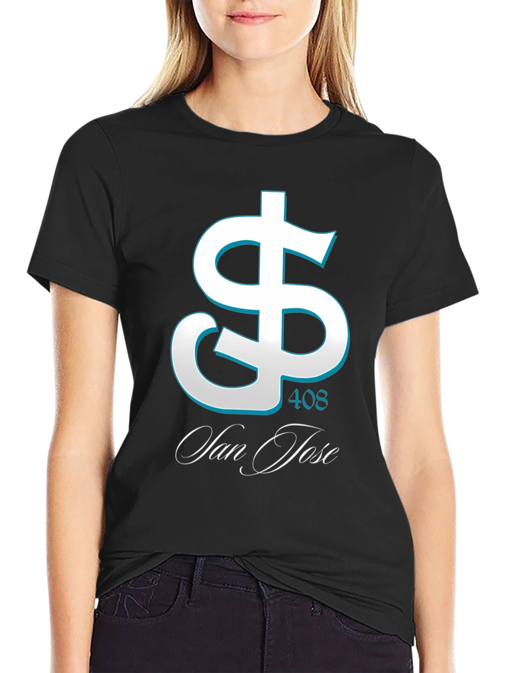 San Jose 408 Dollar Sign Black T-Shirt