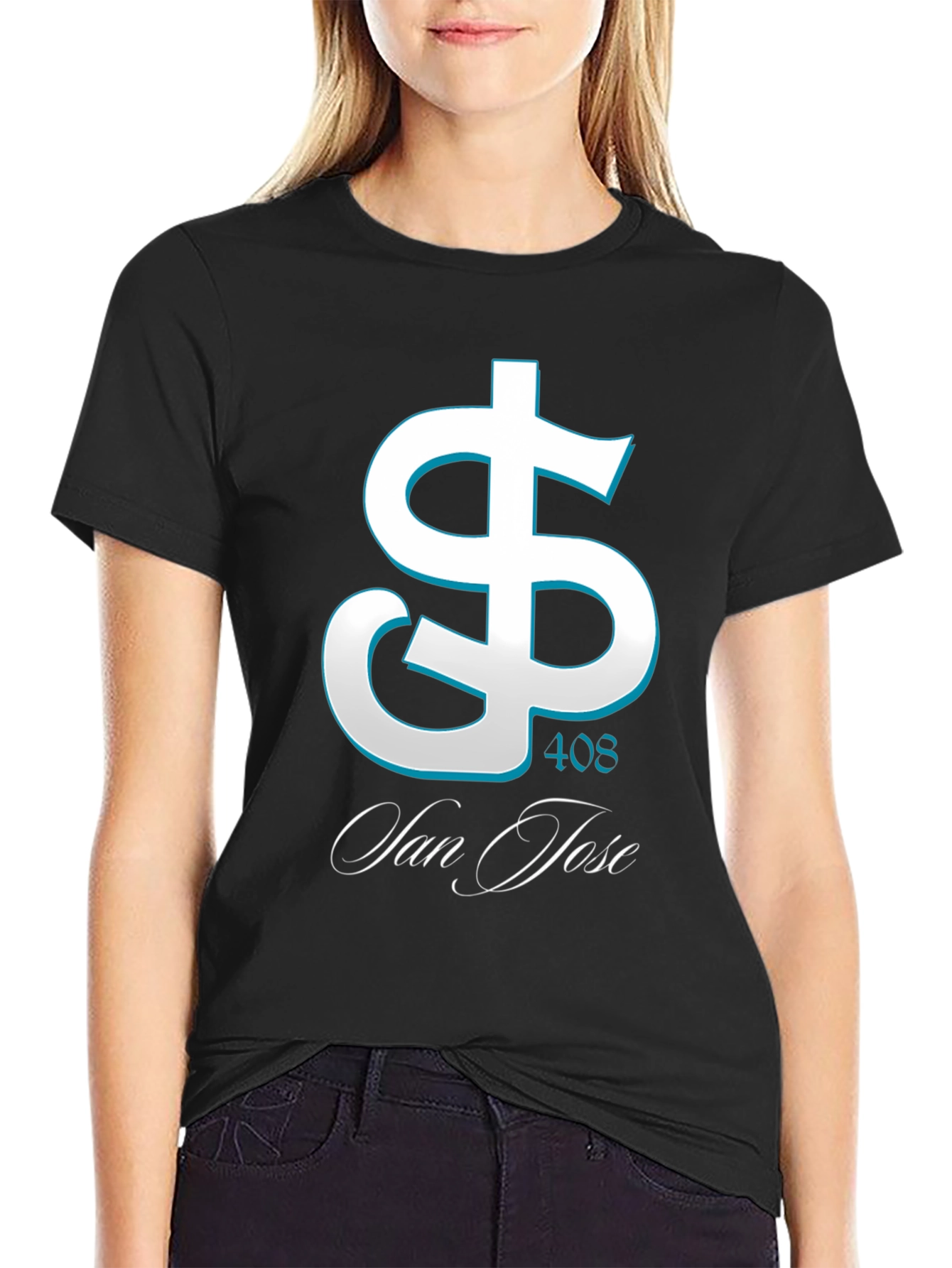 San Jose 408 Dollar Sign Black T-Shirt