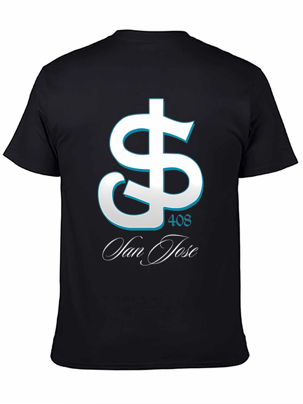 San Jose 408 Dollar Sign Black T-Shirt