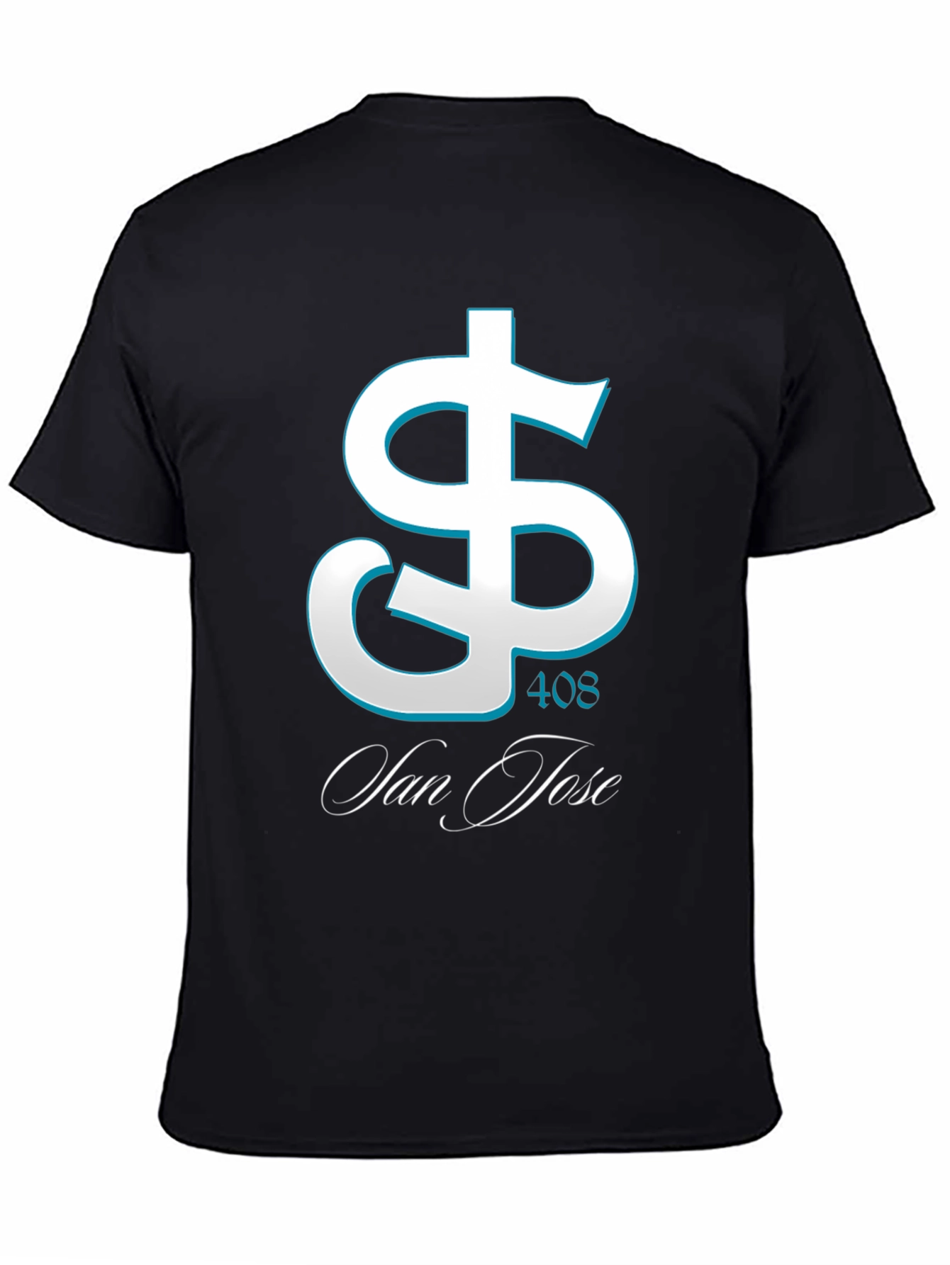 San Jose 408 Dollar Sign Black T-Shirt