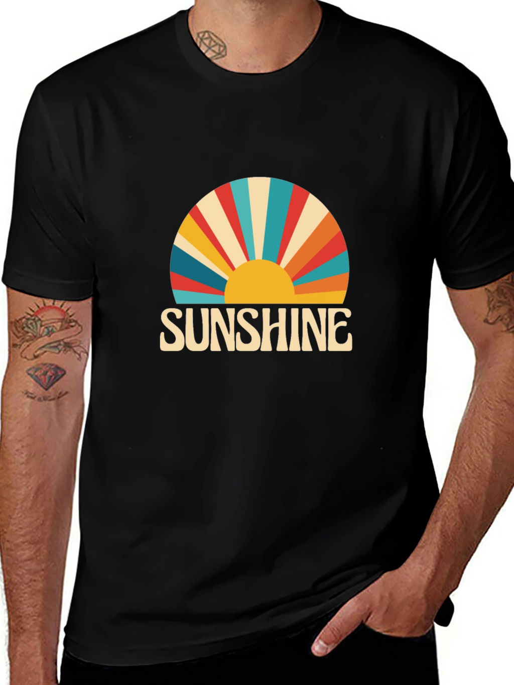 Sunshine Retro Graphic Tee -  Black T-Shirt