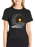 Sun & Moon Skeleton Hand Graphic Tee