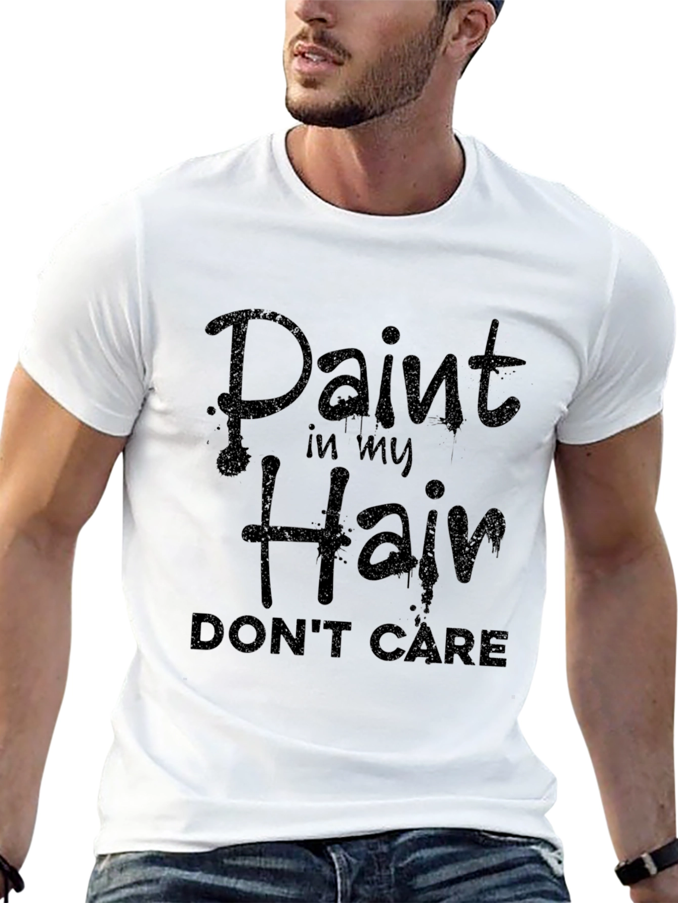 Paint in My Hair Dont Care Black Graphic Tee