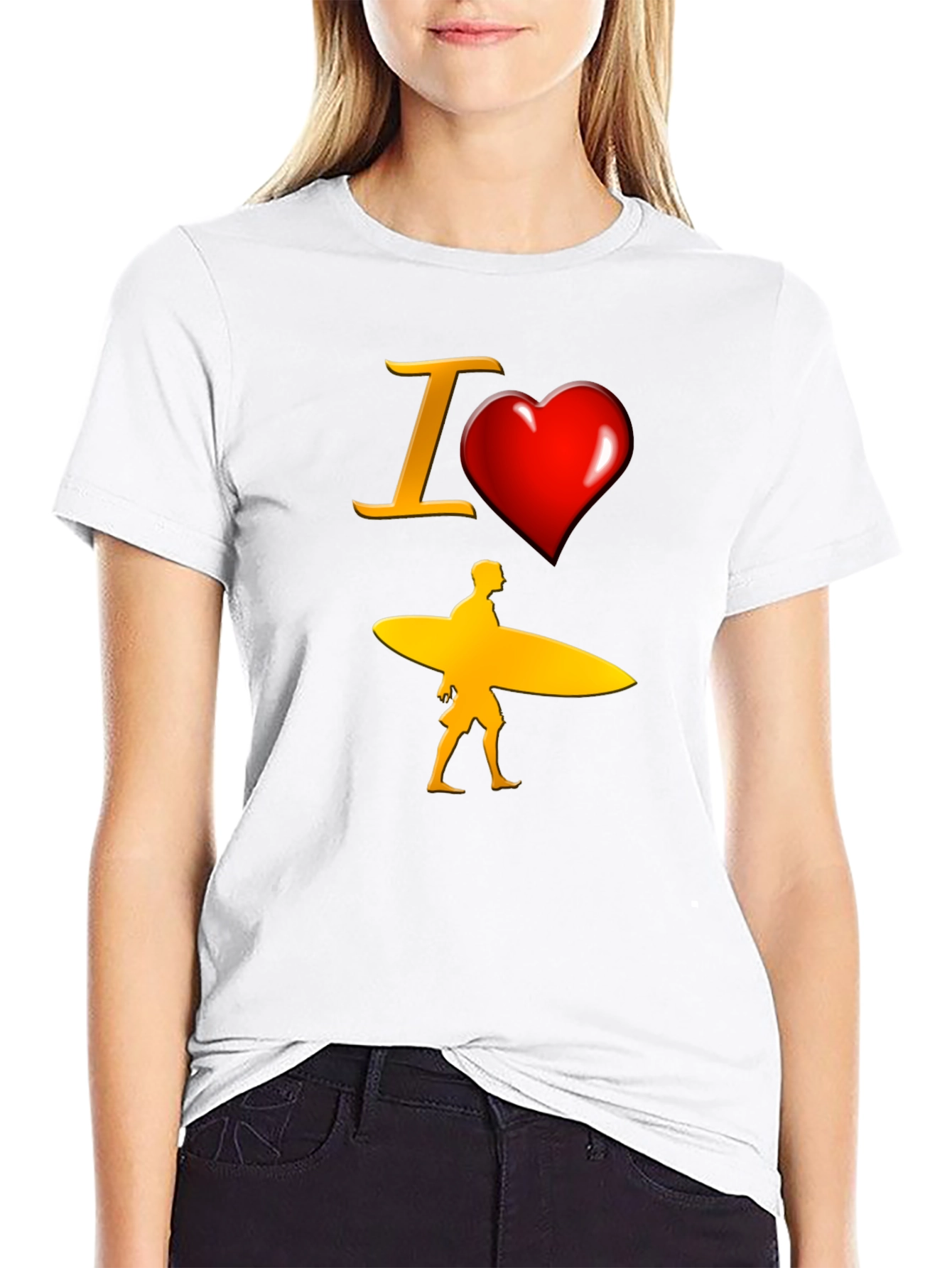 I Heart Surfing Black Tee