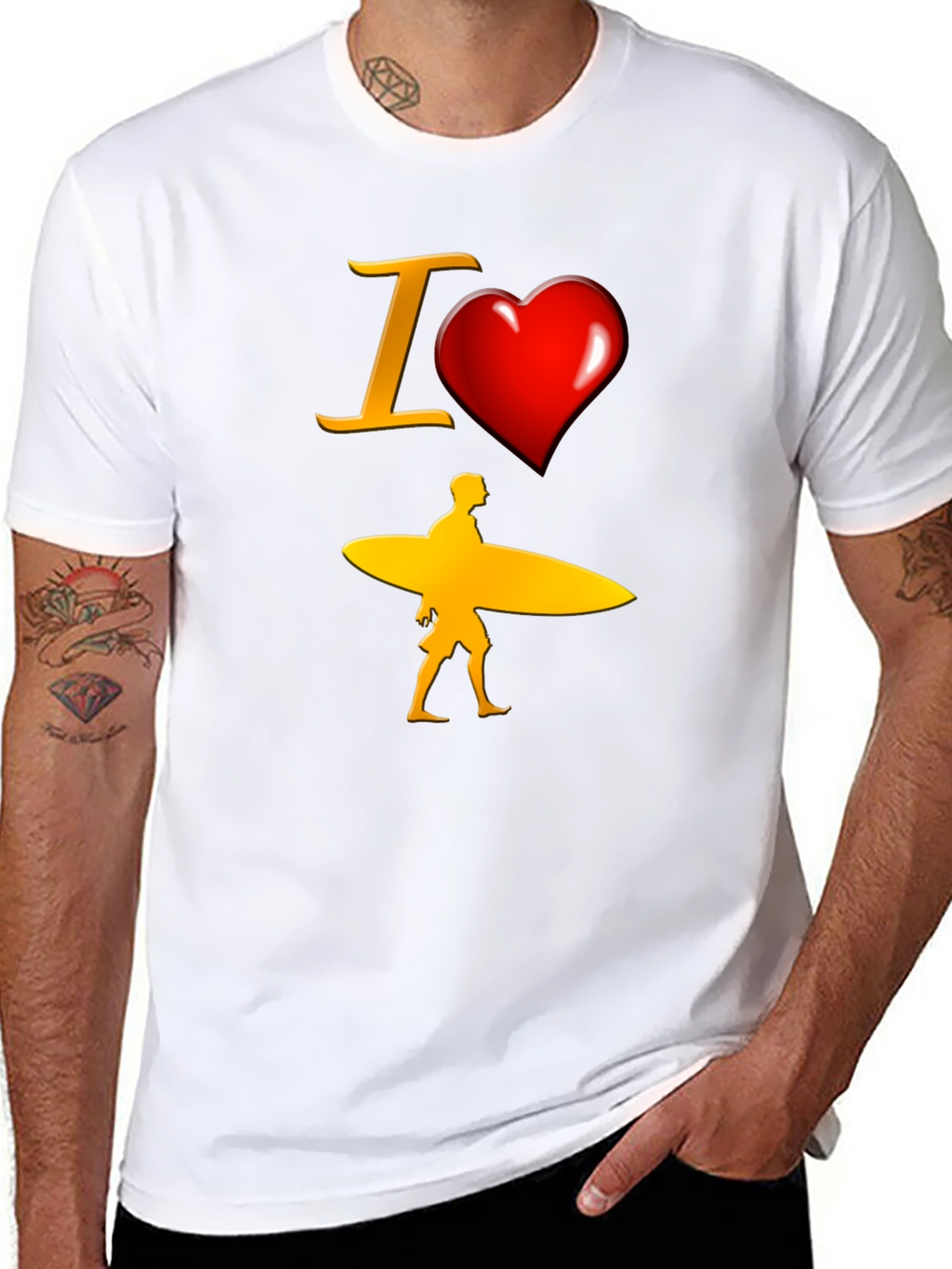 I Heart Surfing Black Tee