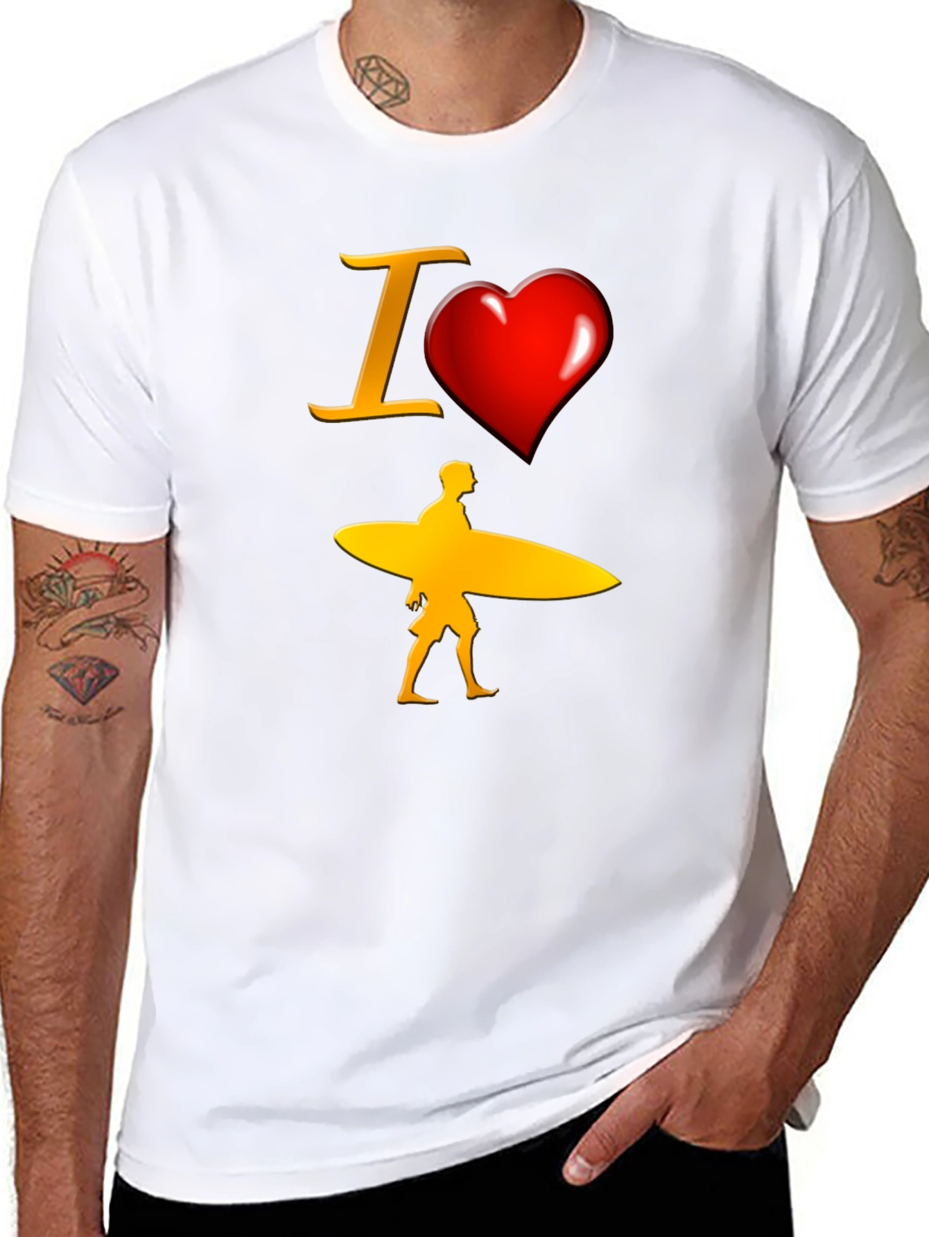 I Heart Surfing Black Tee