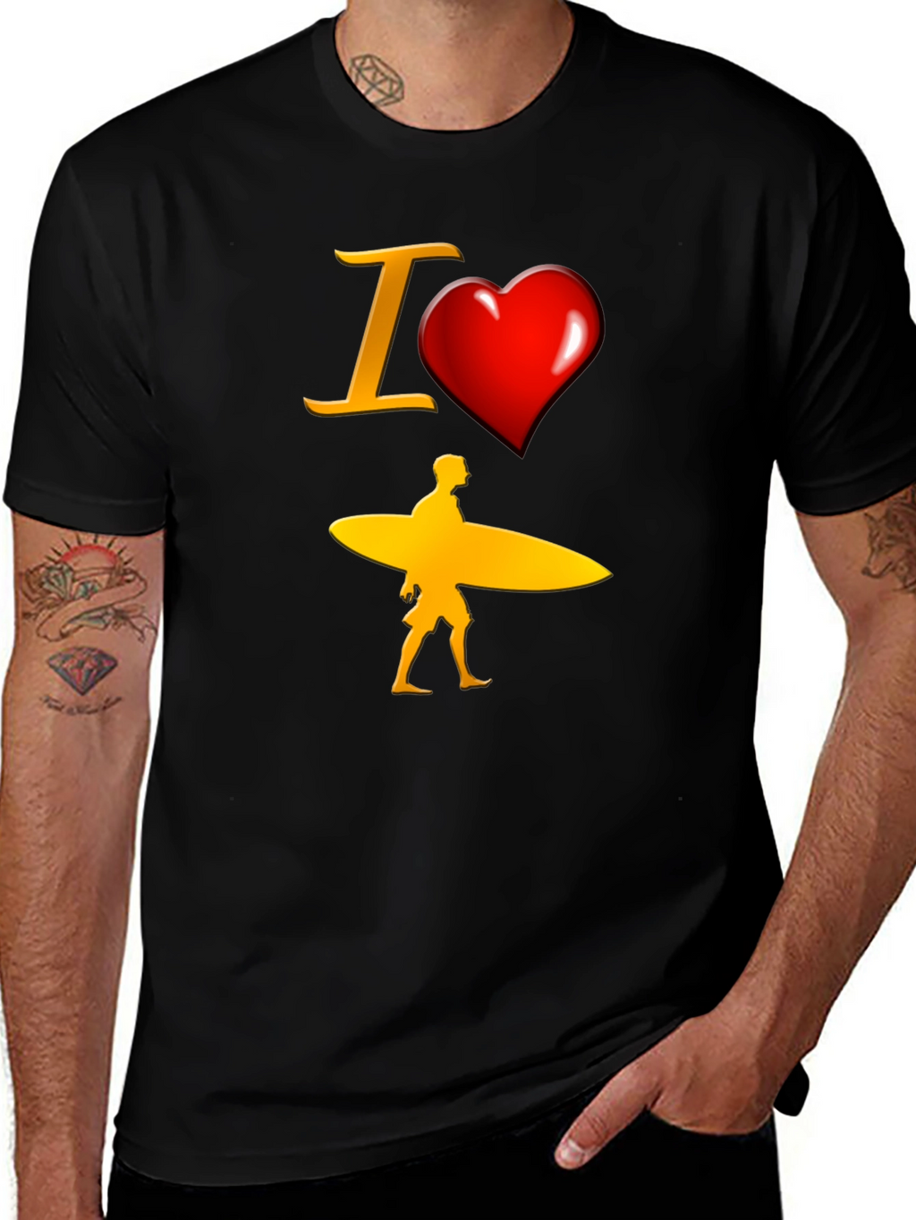 I Heart Surfing Black Tee