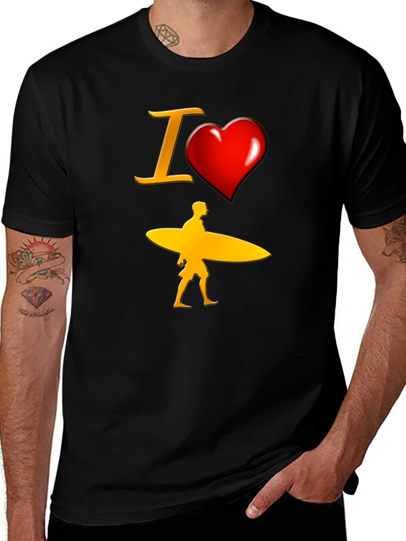 I Heart Surfing Black Tee