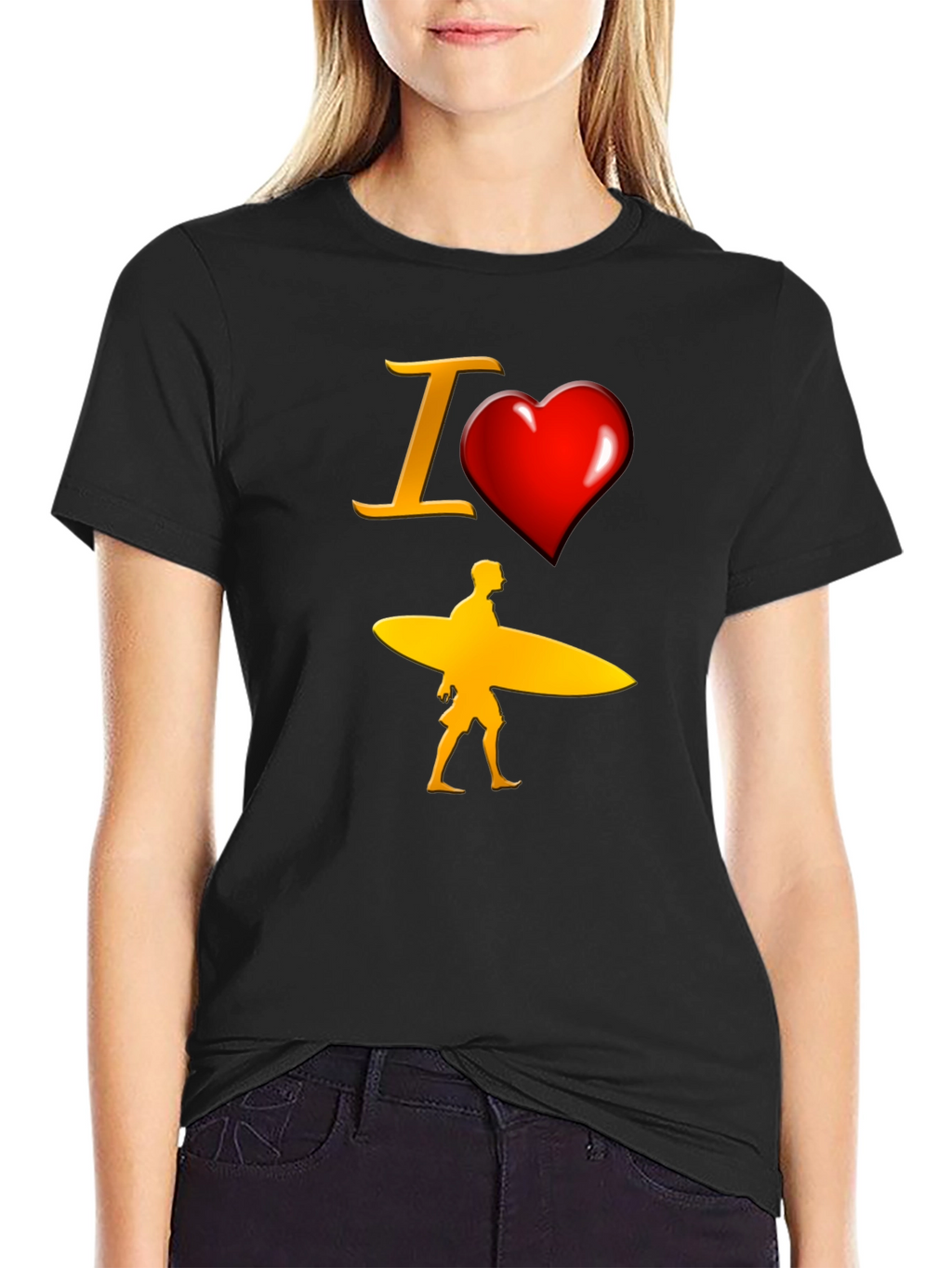 I Heart Surfing Black Tee
