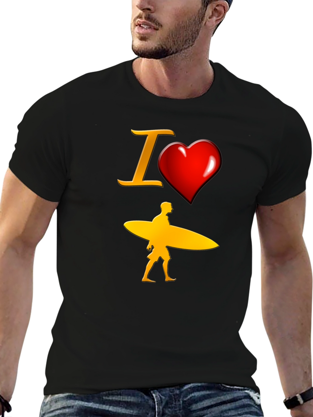 I Heart Surfing Black Tee