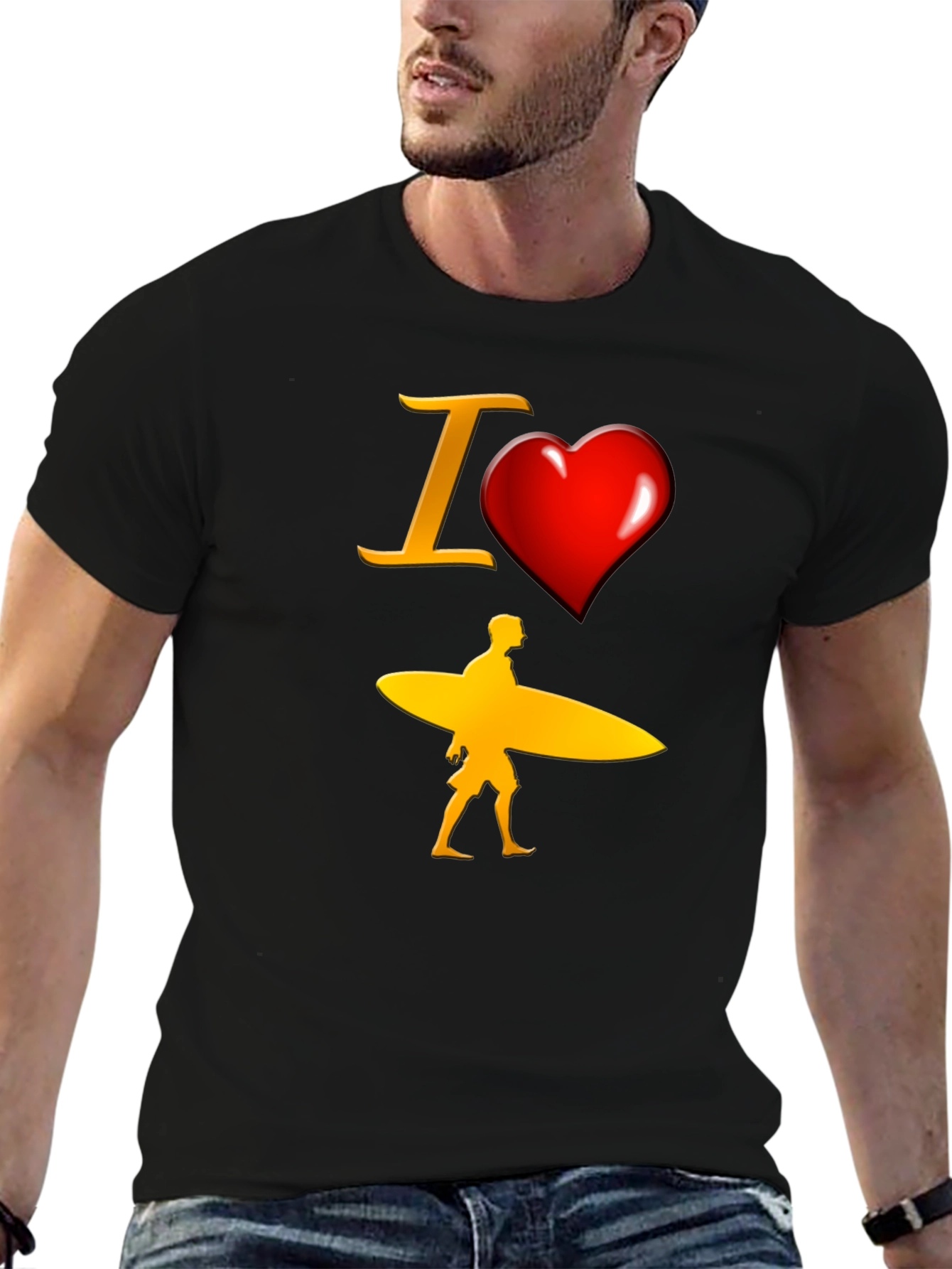 I Heart Surfing Black Tee
