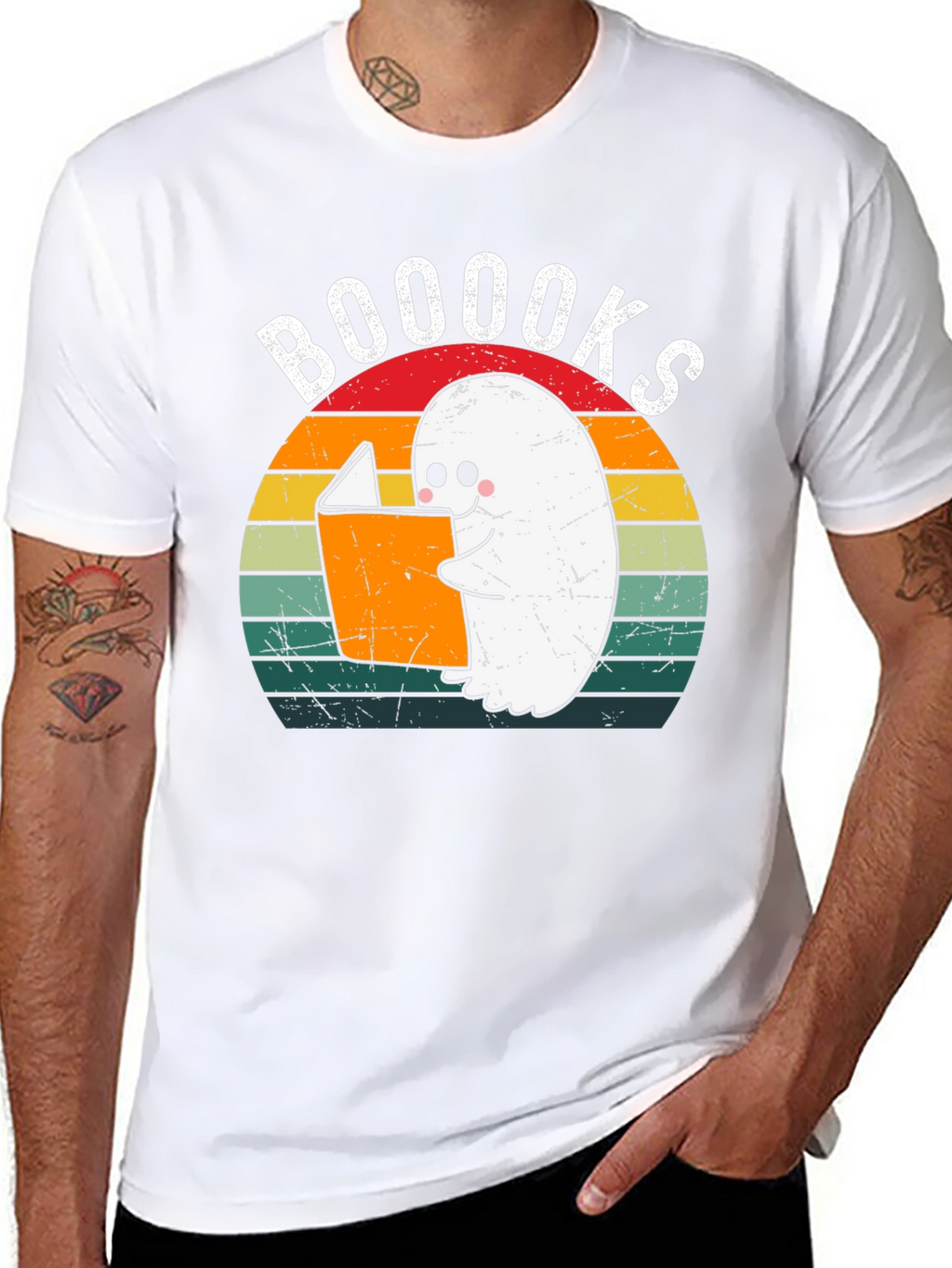 Booooks Ghost Reading T-Shirt | Halloween Book Lover Tee