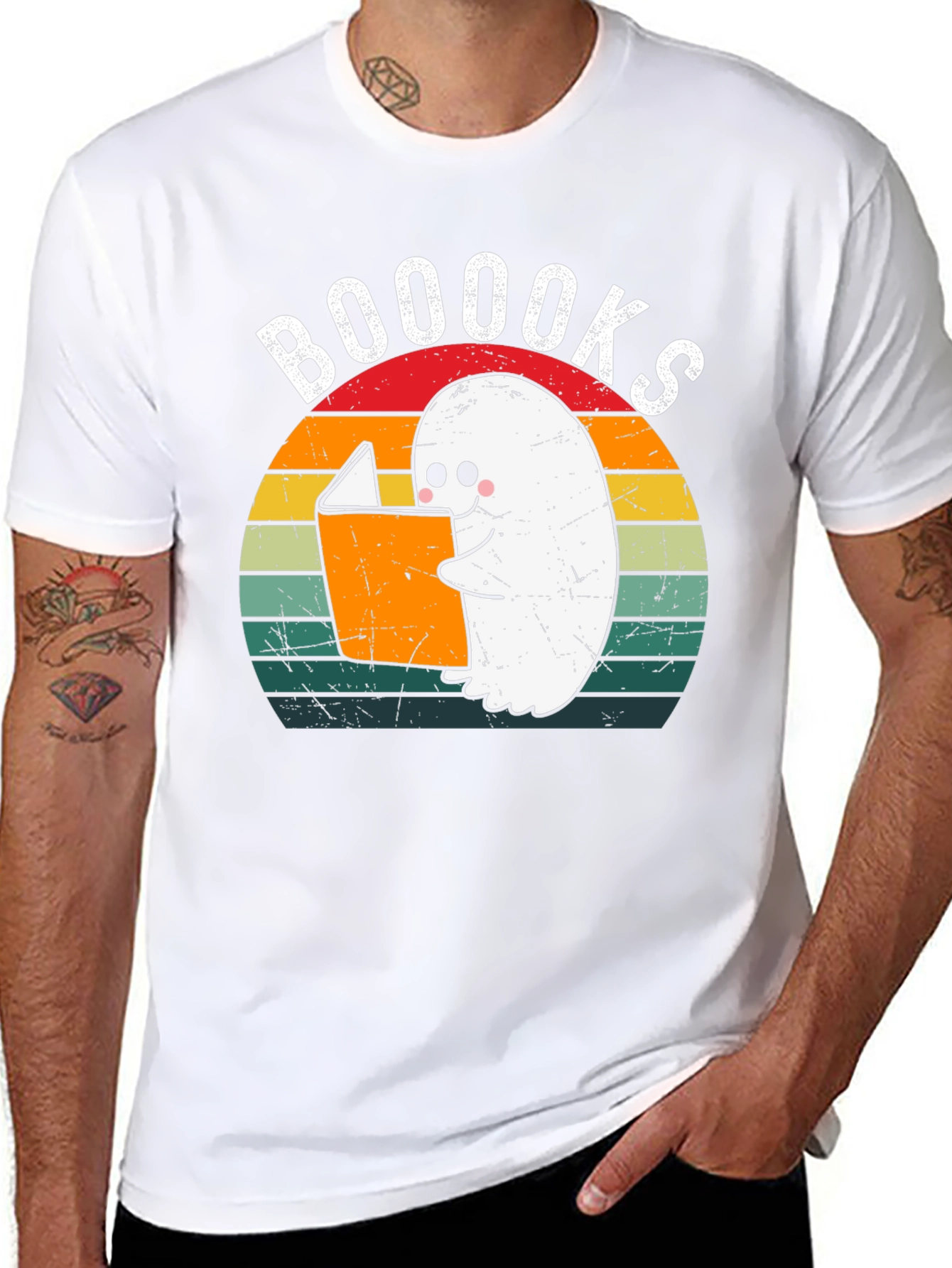 Booooks Ghost Reading T-Shirt | Halloween Book Lover Tee