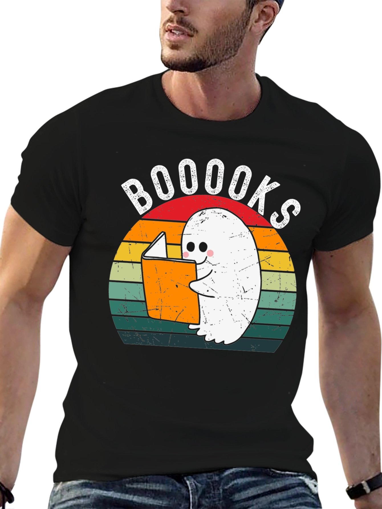 Booooks Ghost Reading T-Shirt | Halloween Book Lover Tee