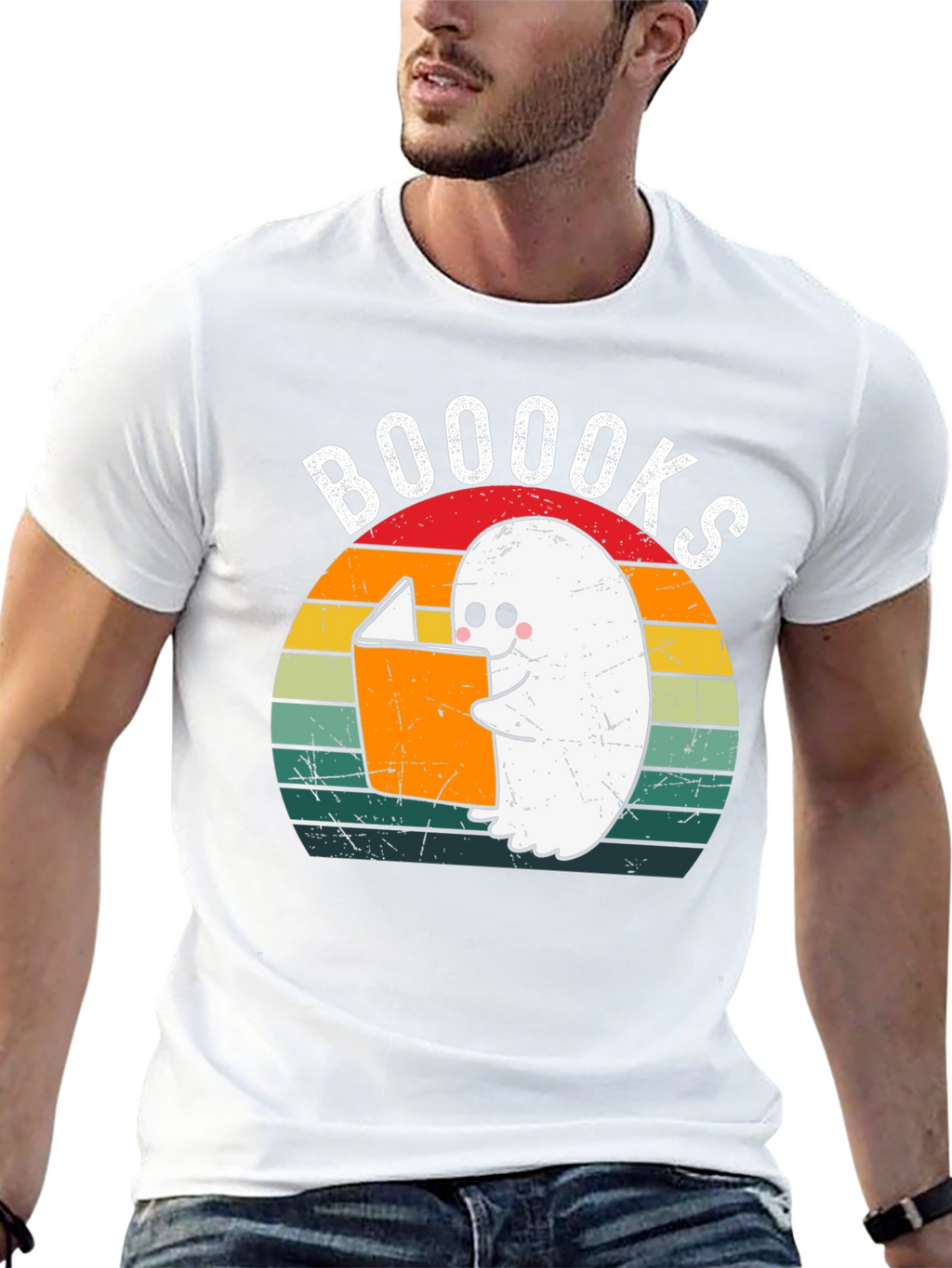 Booooks Ghost Reading T-Shirt | Halloween Book Lover Tee