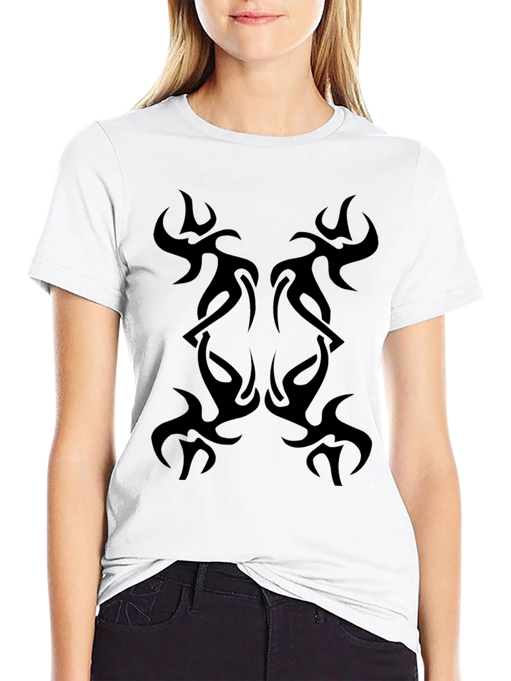 Tribal Tattoo Print Black T-Shirt
