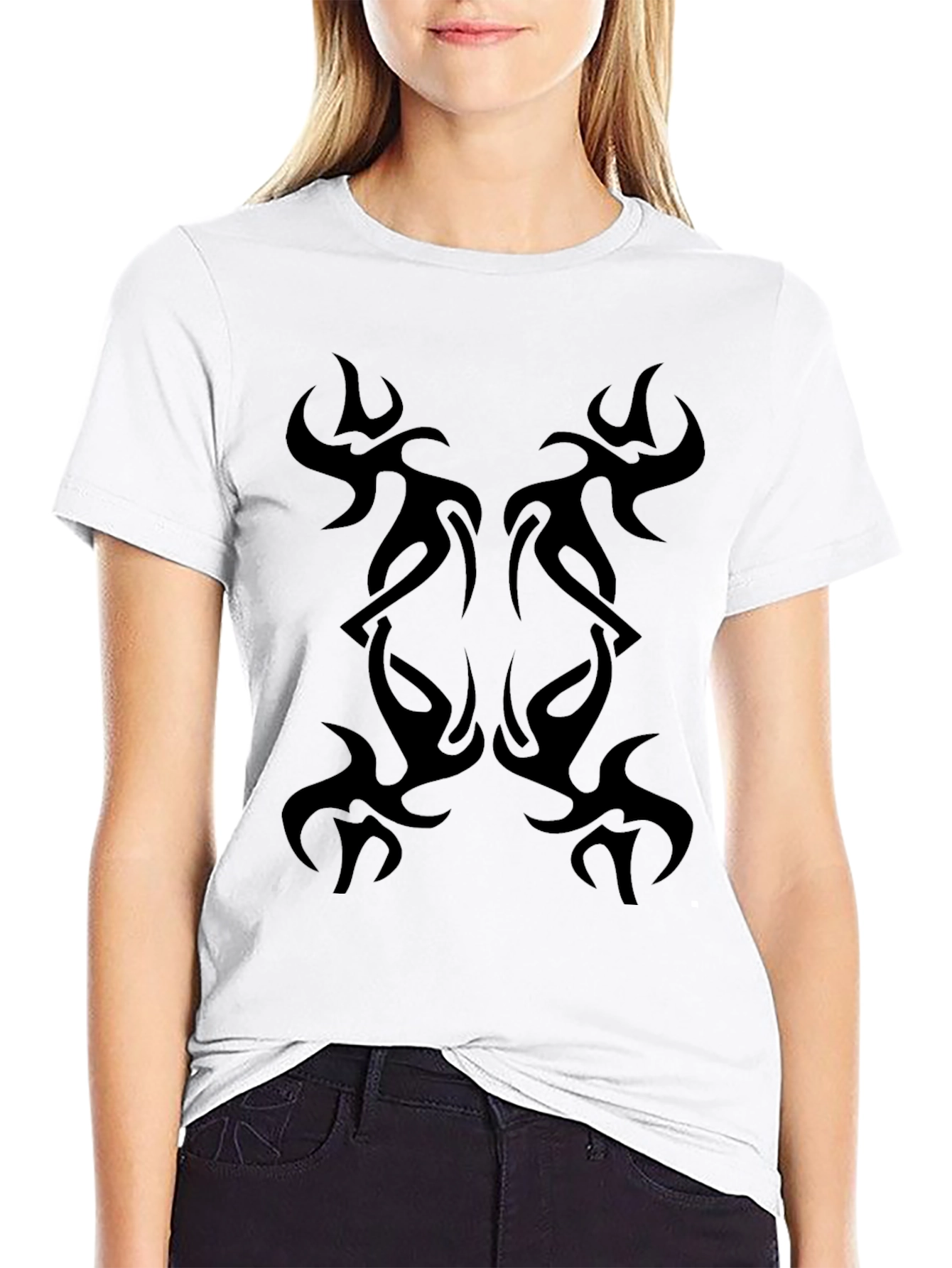 Tribal Tattoo Print Black T-Shirt