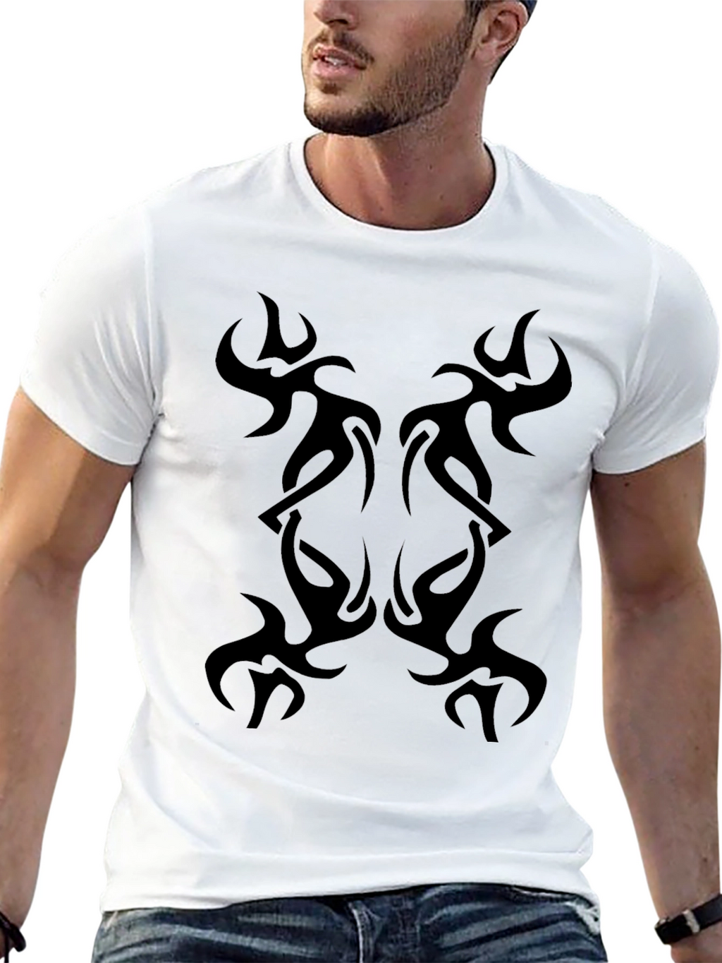 Tribal Tattoo Print Black T-Shirt
