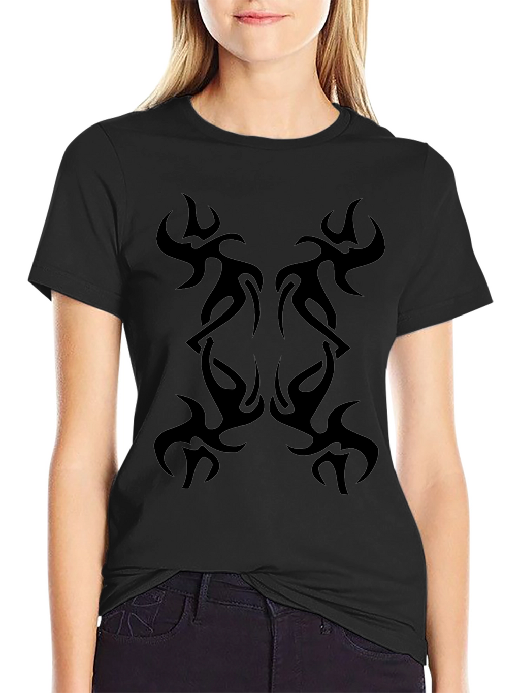 Tribal Tattoo Print Black T-Shirt