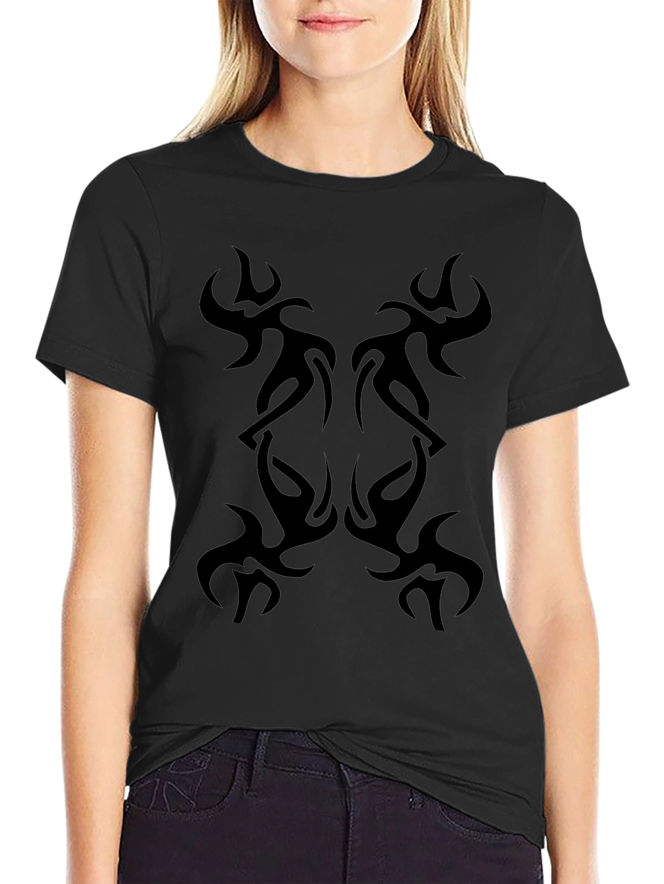 Tribal Tattoo Print Black T-Shirt