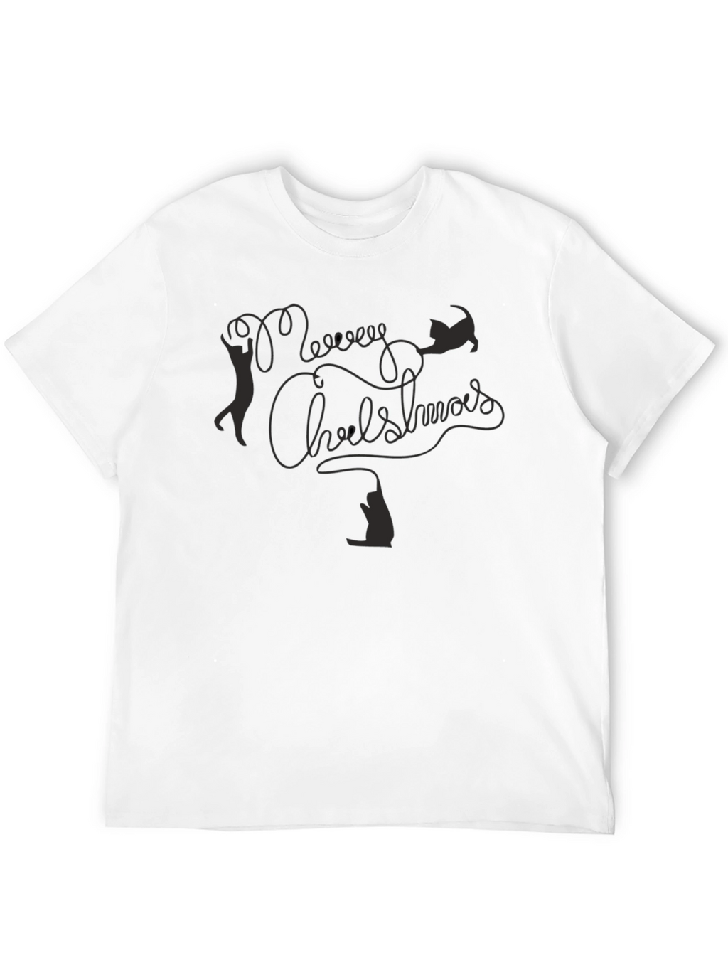 Merry Chrishmas Cat T-Shirt - Black