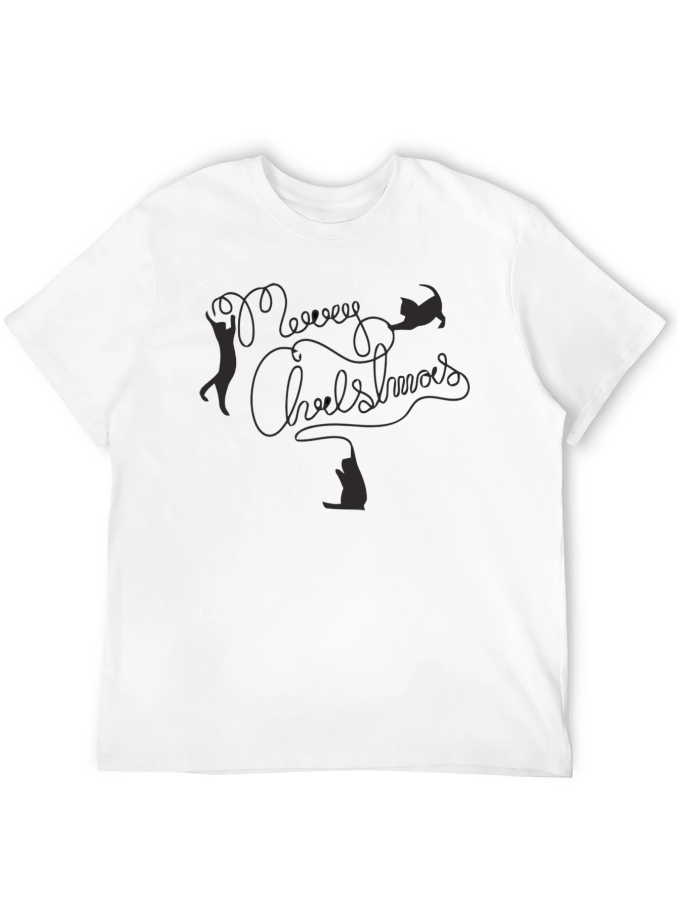 Merry Chrishmas Cat T-Shirt - Black