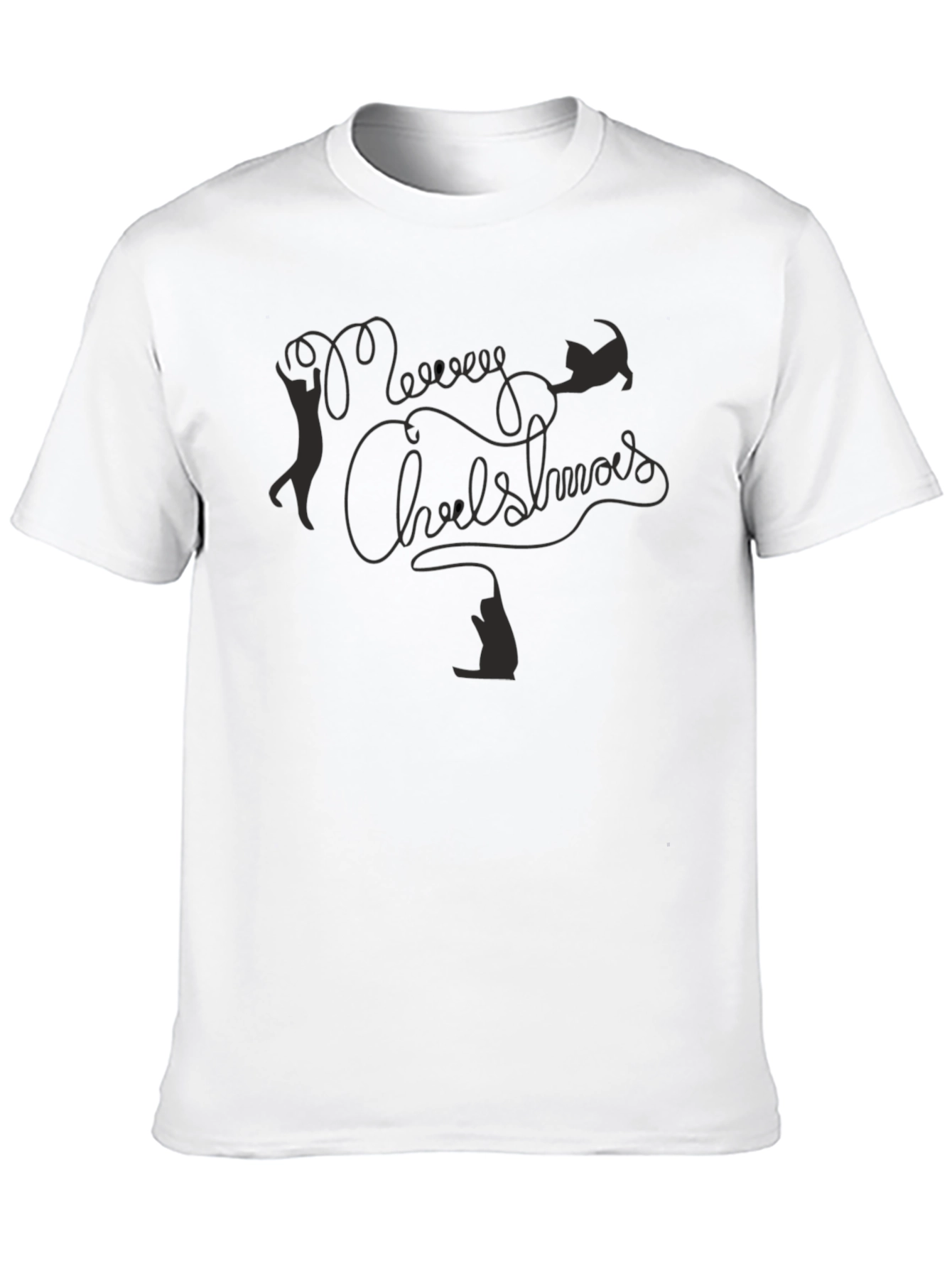 Merry Chrishmas Cat T-Shirt - Black