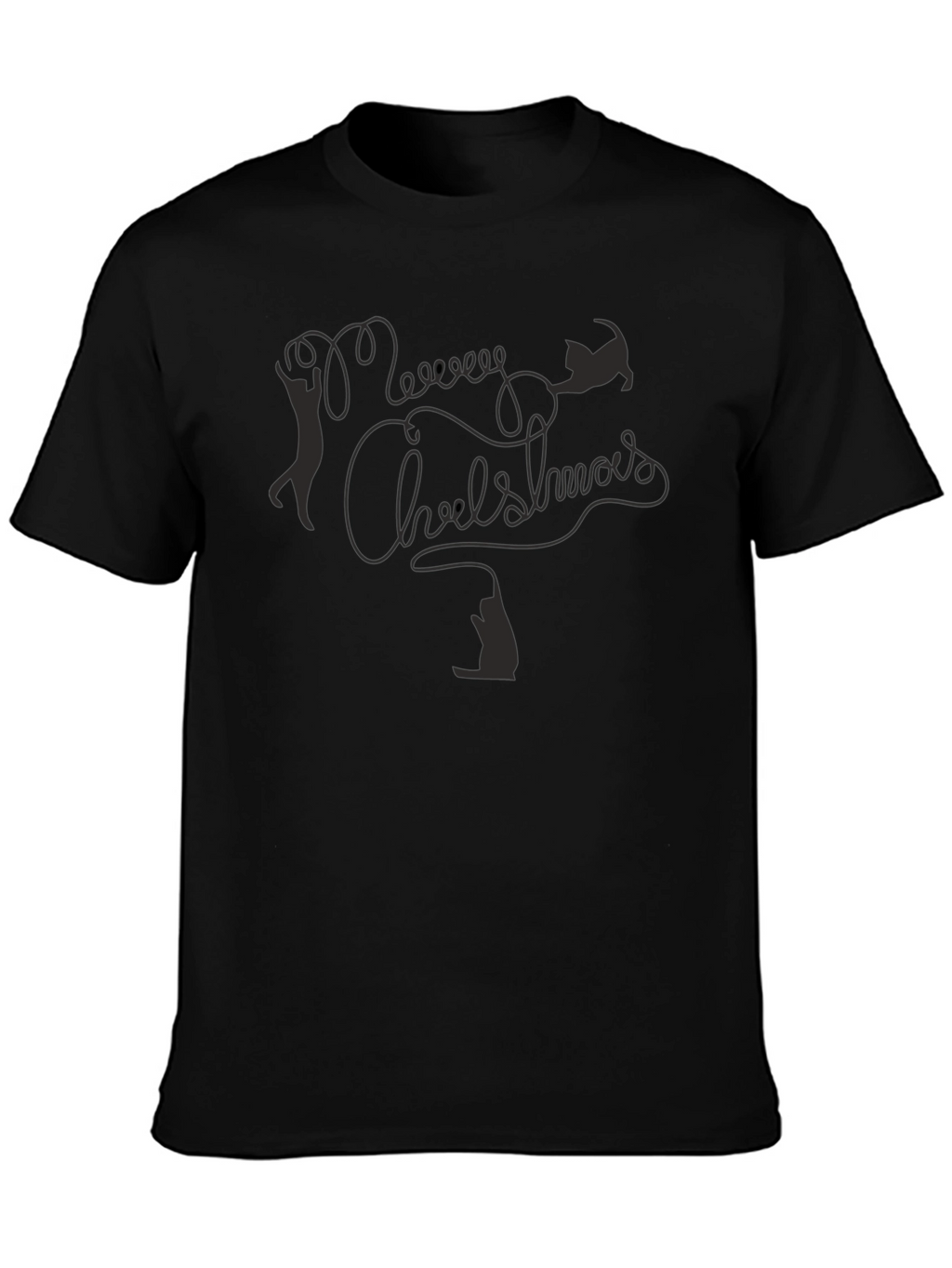 Merry Chrishmas Cat T-Shirt - Black