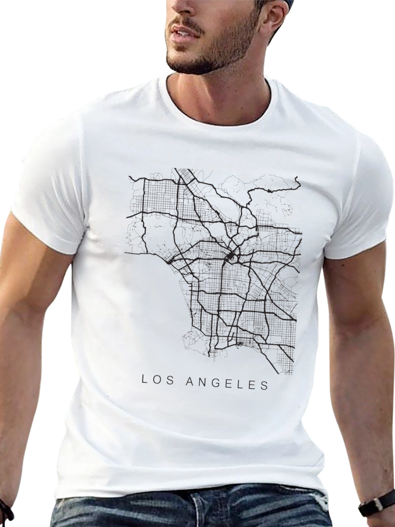 LA Street Map Tee - Black Urban Style