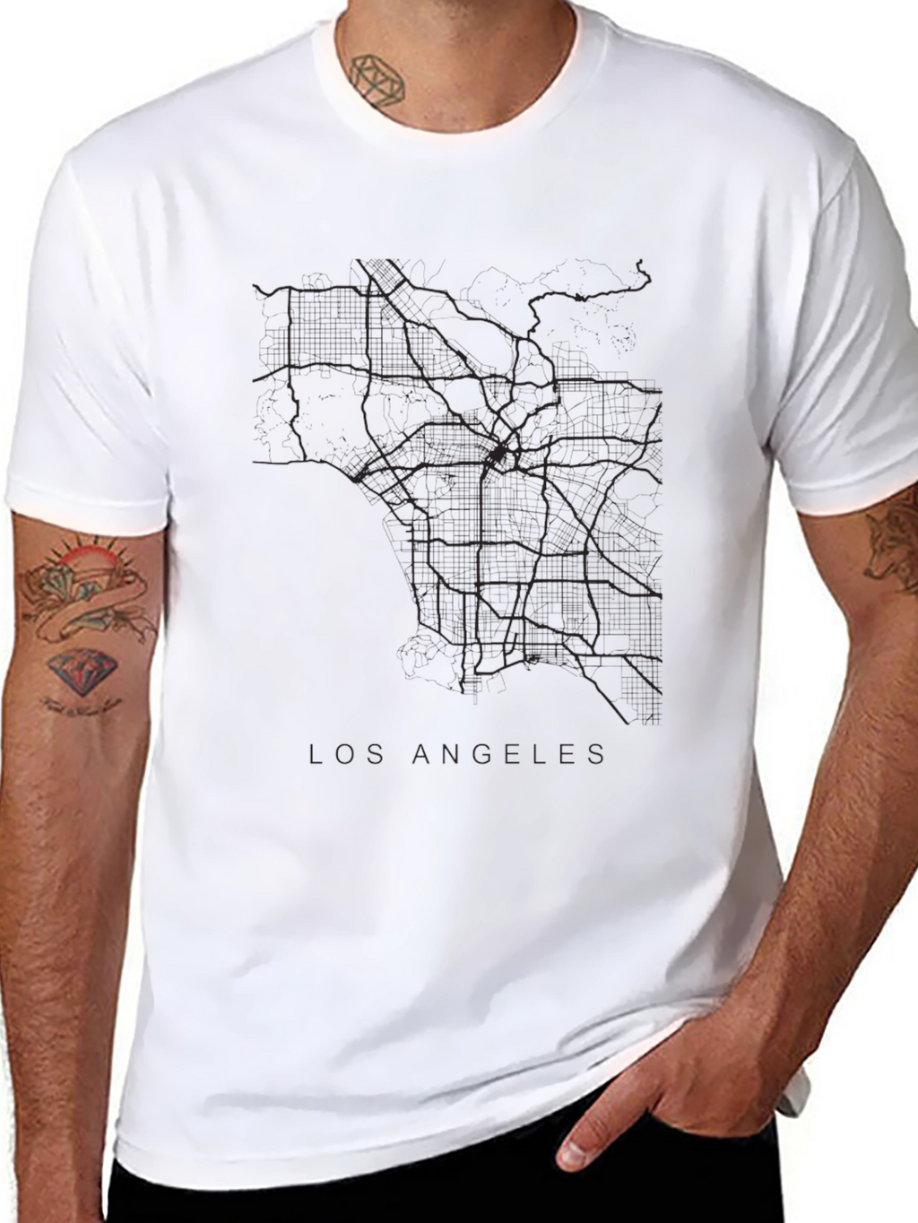 LA Street Map Tee - Black Urban Style