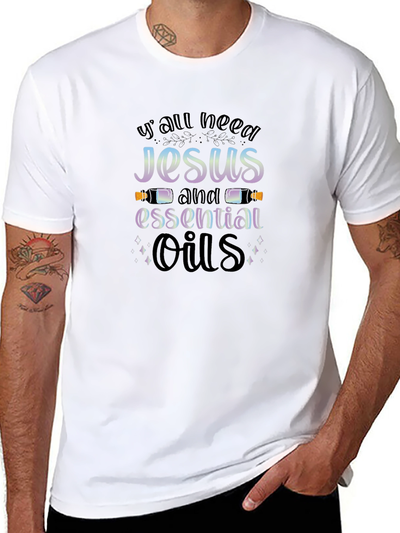 Jesus and Essential Oils Graphic T-Shirt